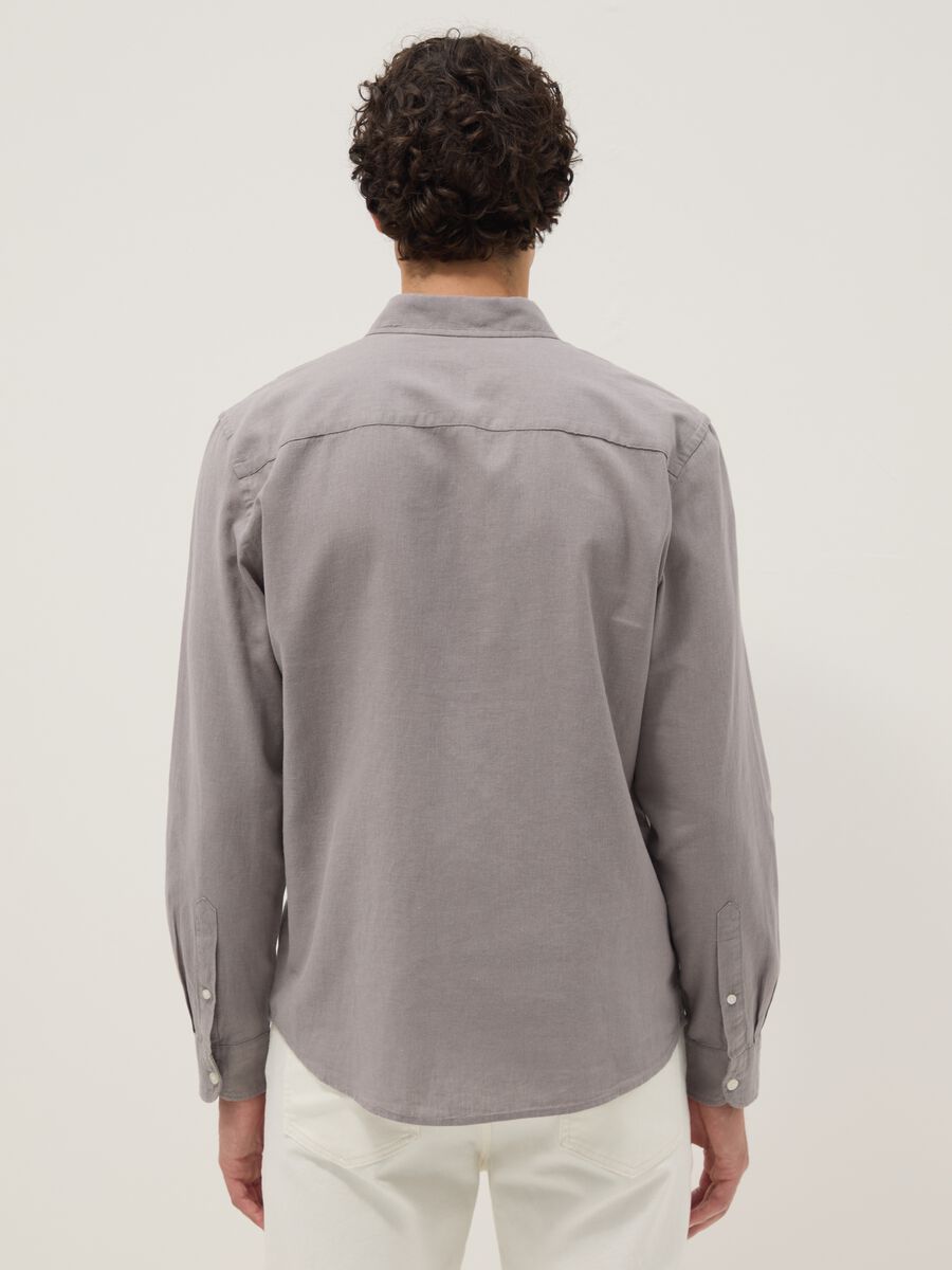 Camicia grigia in misto lino e cotone regular fit_3