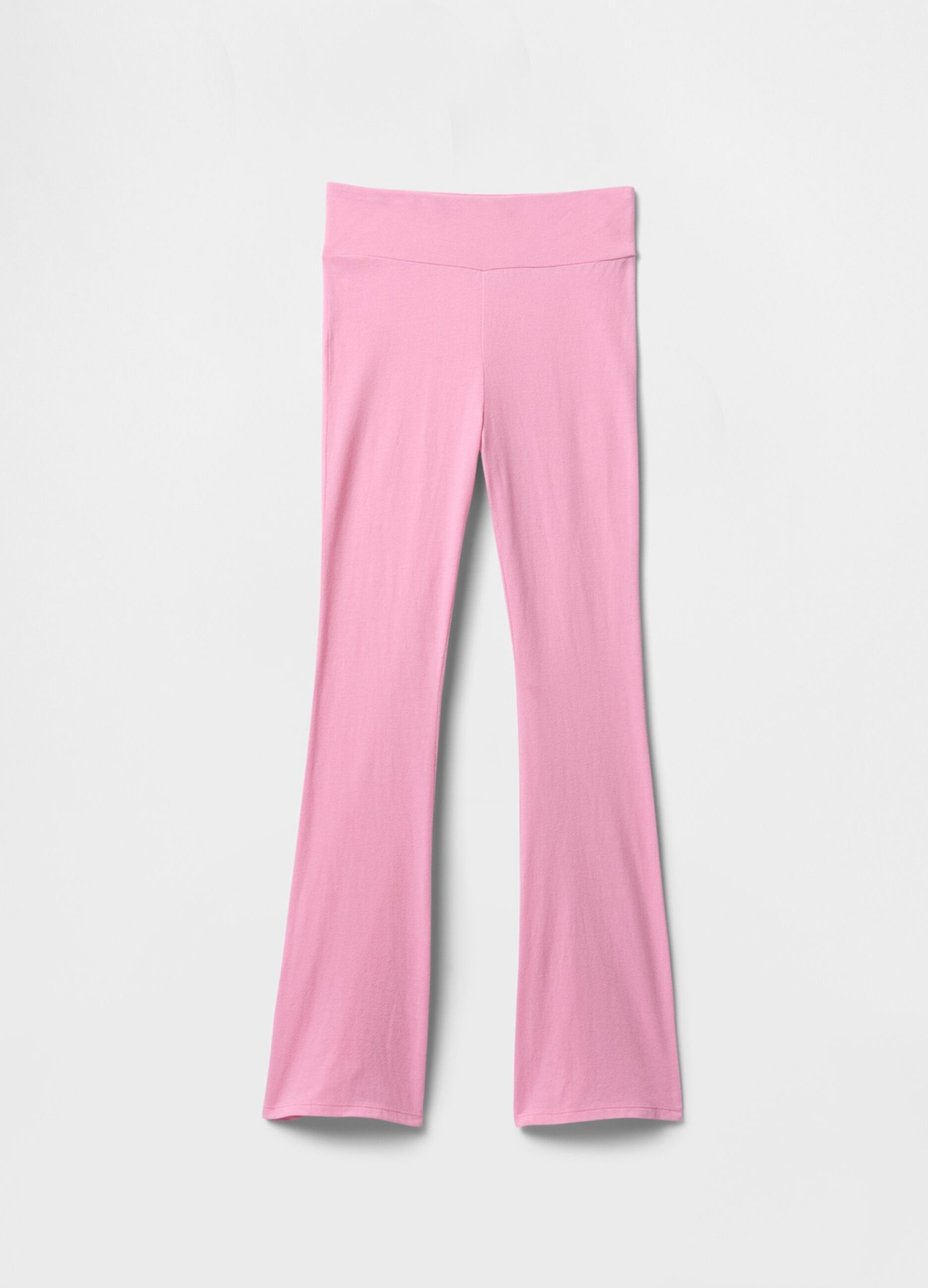 Pink Flared Trousers in Stretch Cotton
