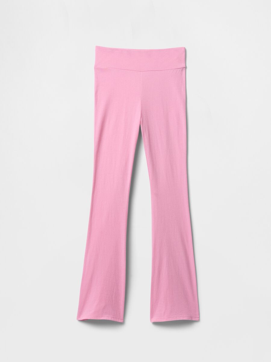 Pink Flared Trousers in Stretch Cotton_3