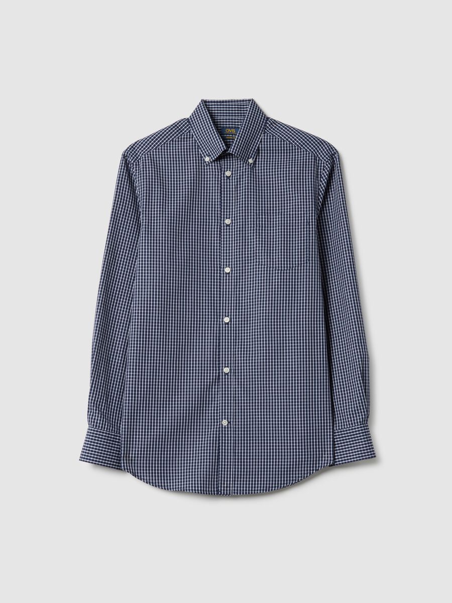 Blue cotton blend regular fit easy iron shirt_4
