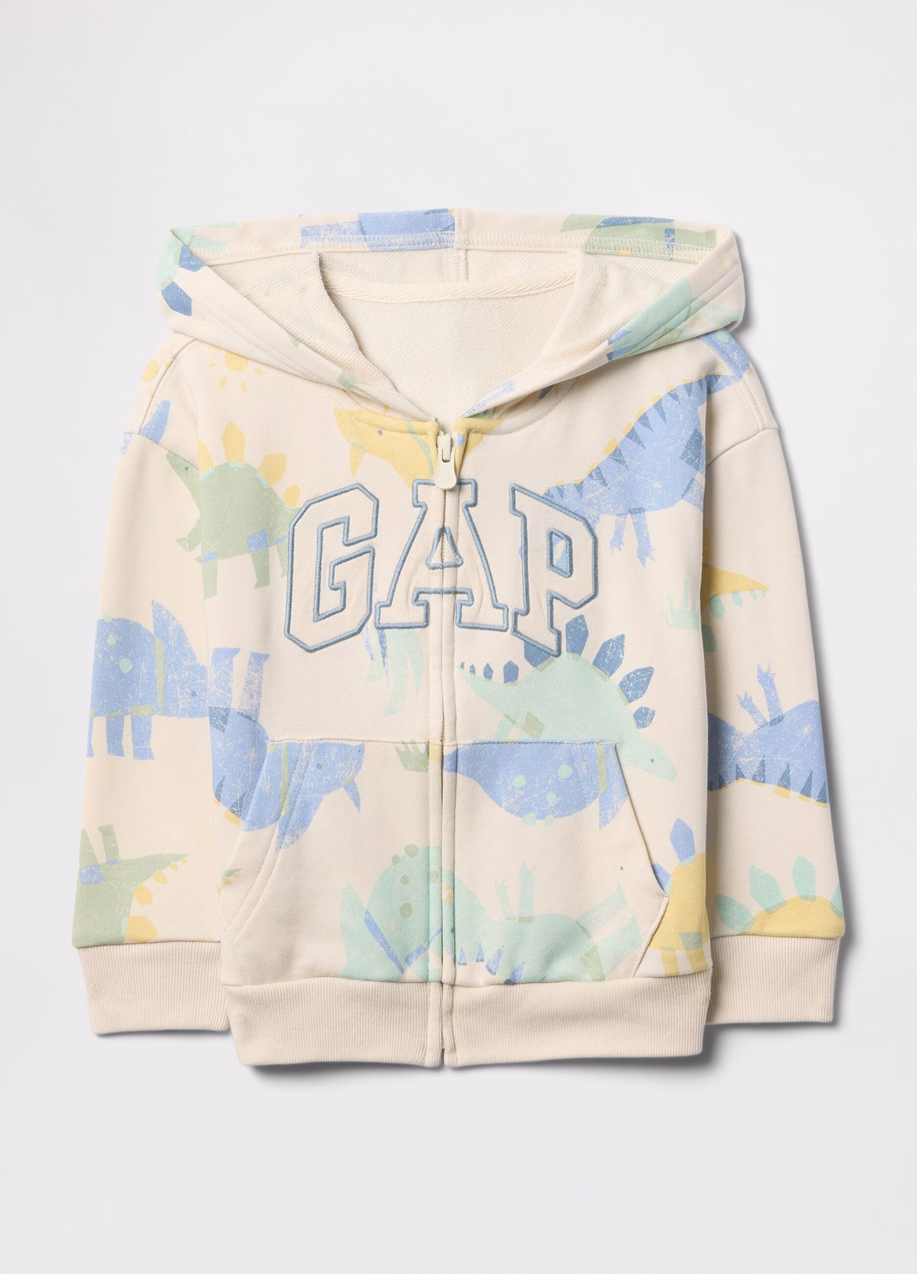 Sweatshirt with hood and dinosaurs print
