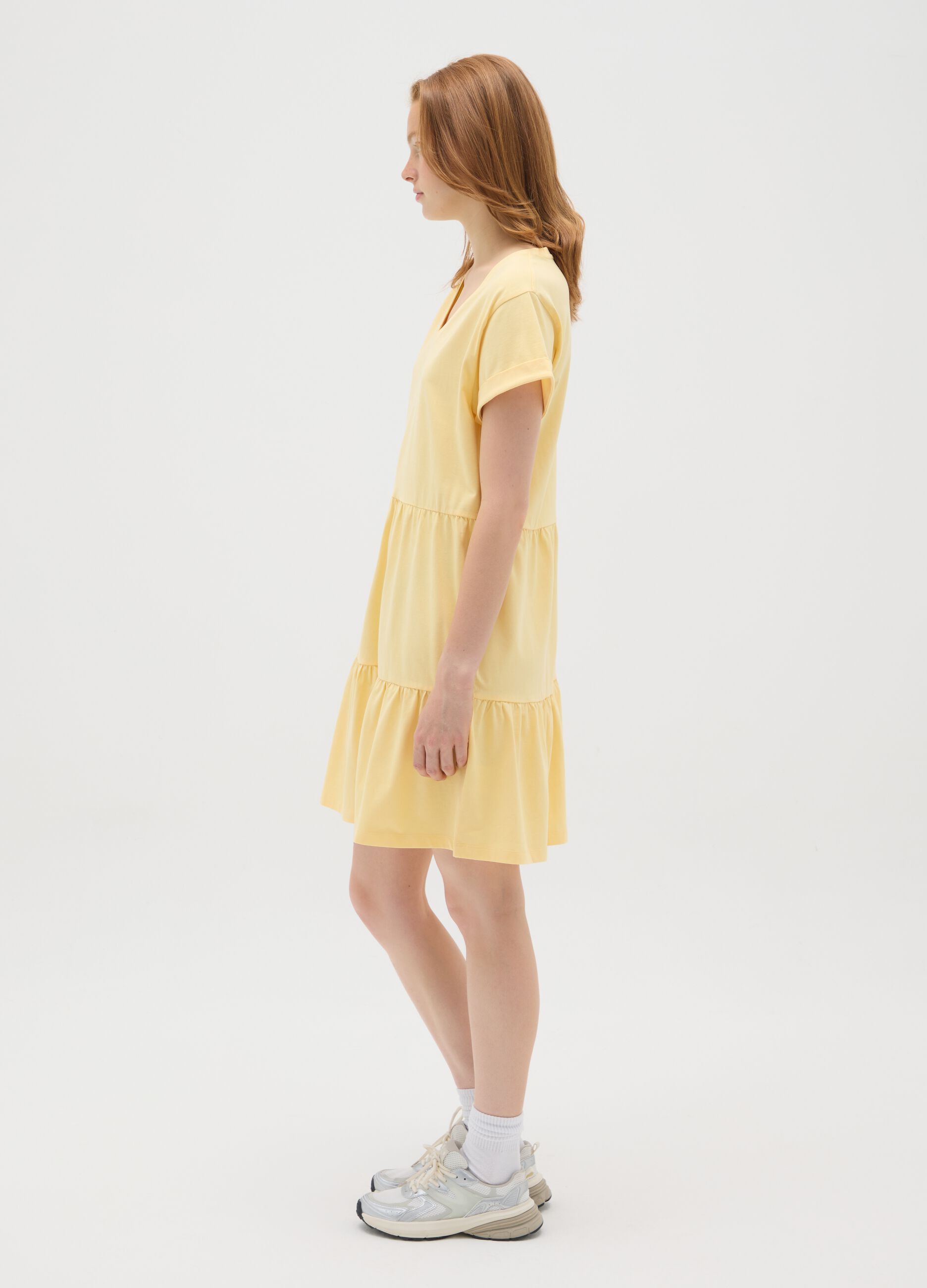 Women's Dress in Pure Yellow Cotton