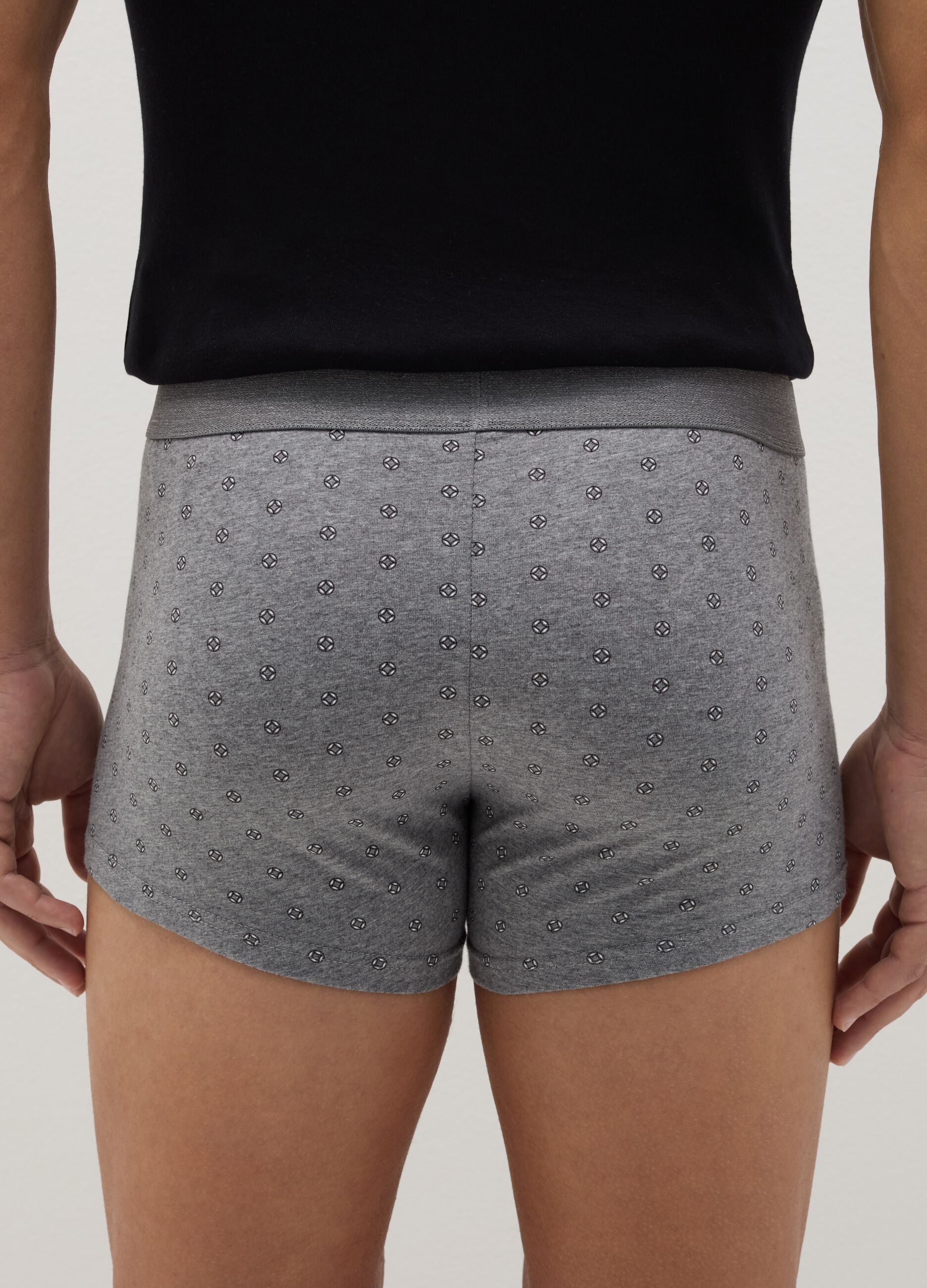 Three-pair pack boxer shorts in stretch cotton with micro pattern