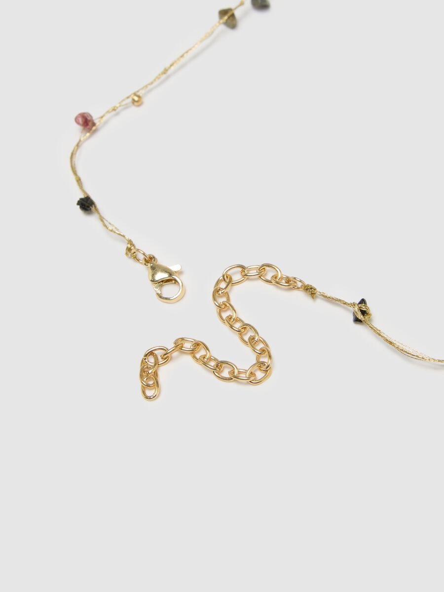 Women's gold zinc necklace with multicolor stones_2