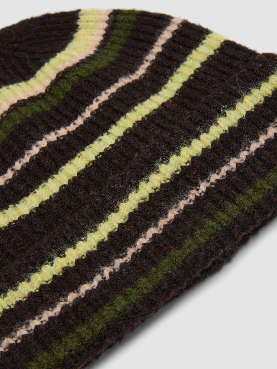 Brown and green striped stretch-wool beanie_2