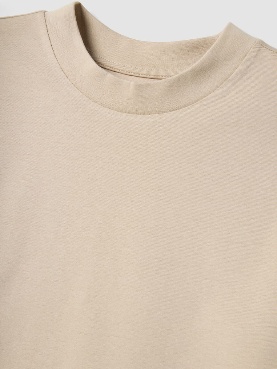 Beige pure cotton regular fit T-shirt_5