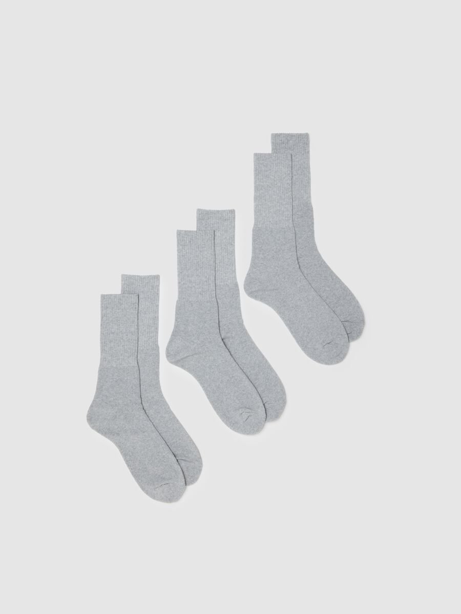Tripack of grey sports socks in stretch cotton_0