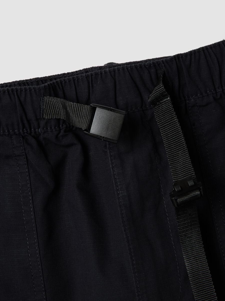 Blue pure cotton baggy-fit shorts with elasticated waistband_5