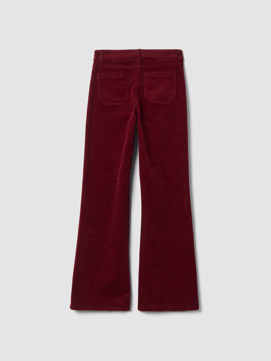 Red flared corduroy stretch-cotton trousers_6