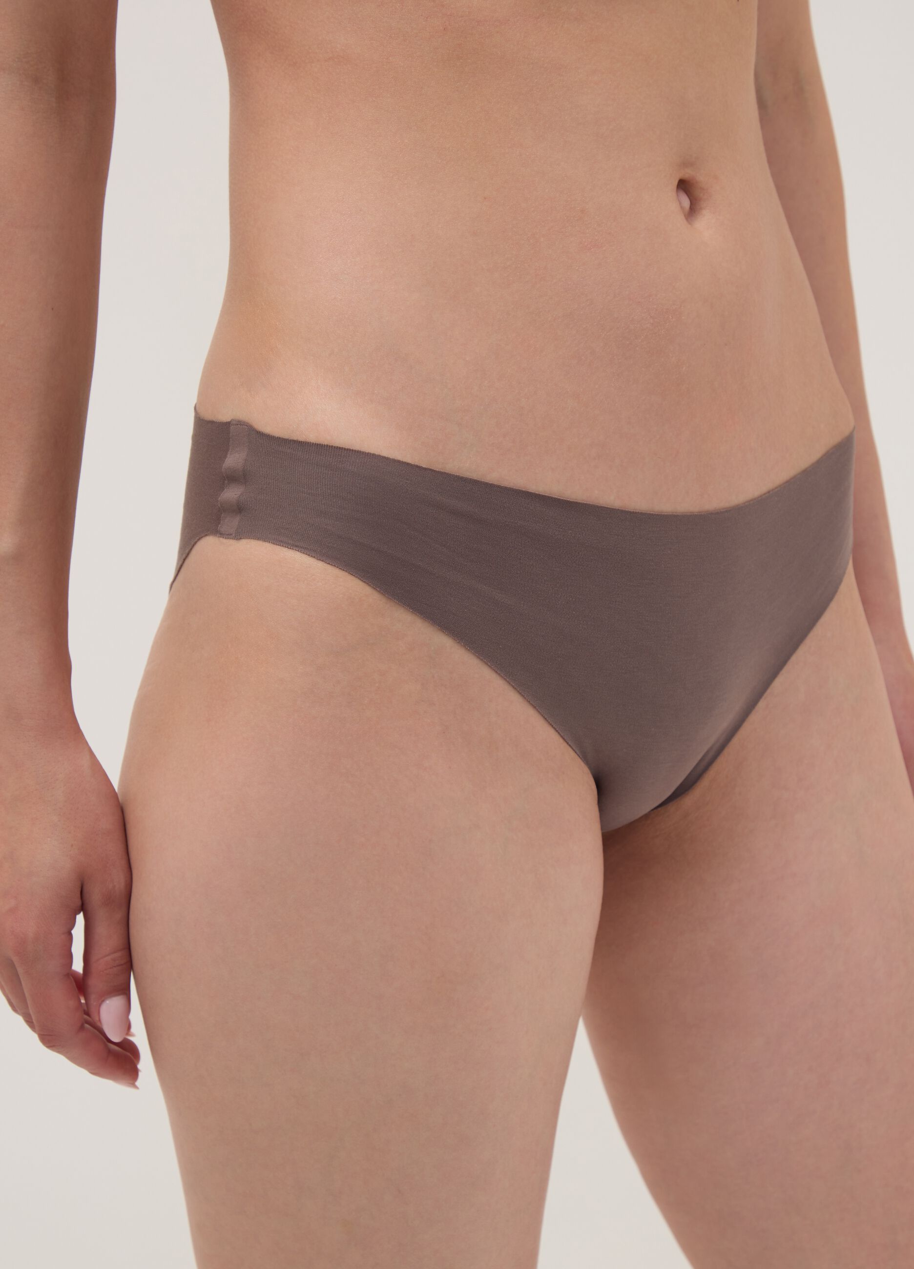 Slip marrone in cotone organico elasticizzato