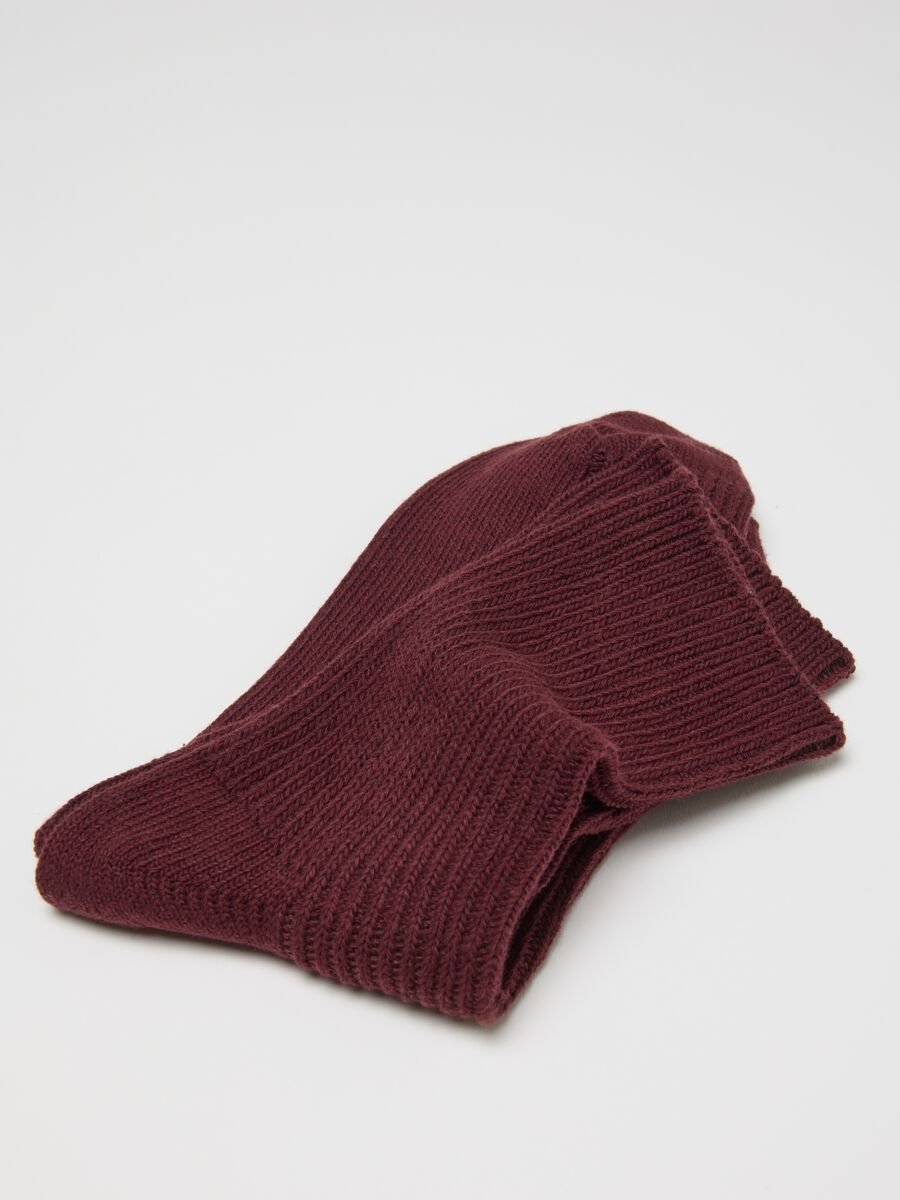 Pink long socks in stretchy cotton blend_1