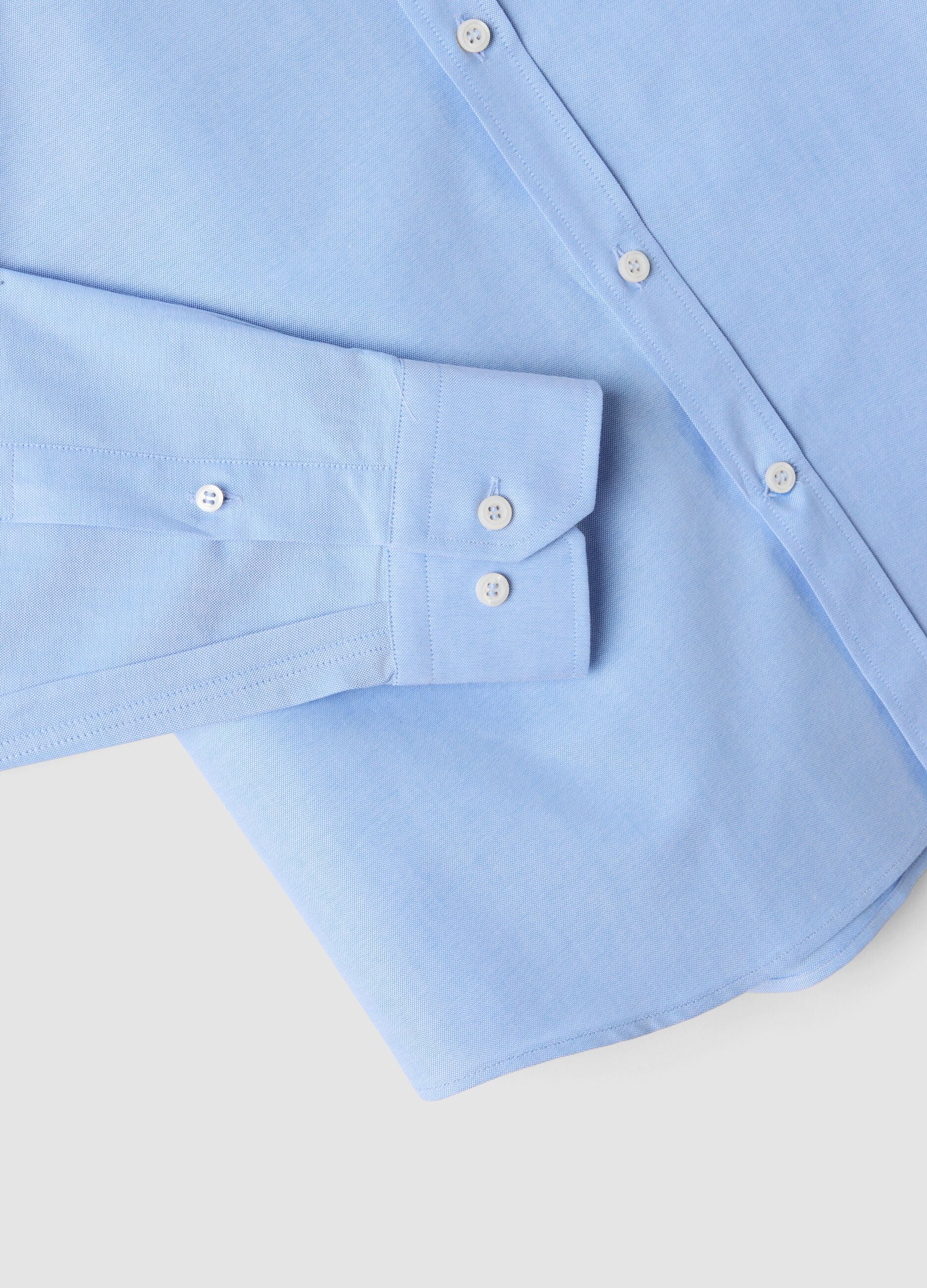 Light blue pure cotton Oxford shirt with French collar, slim fit