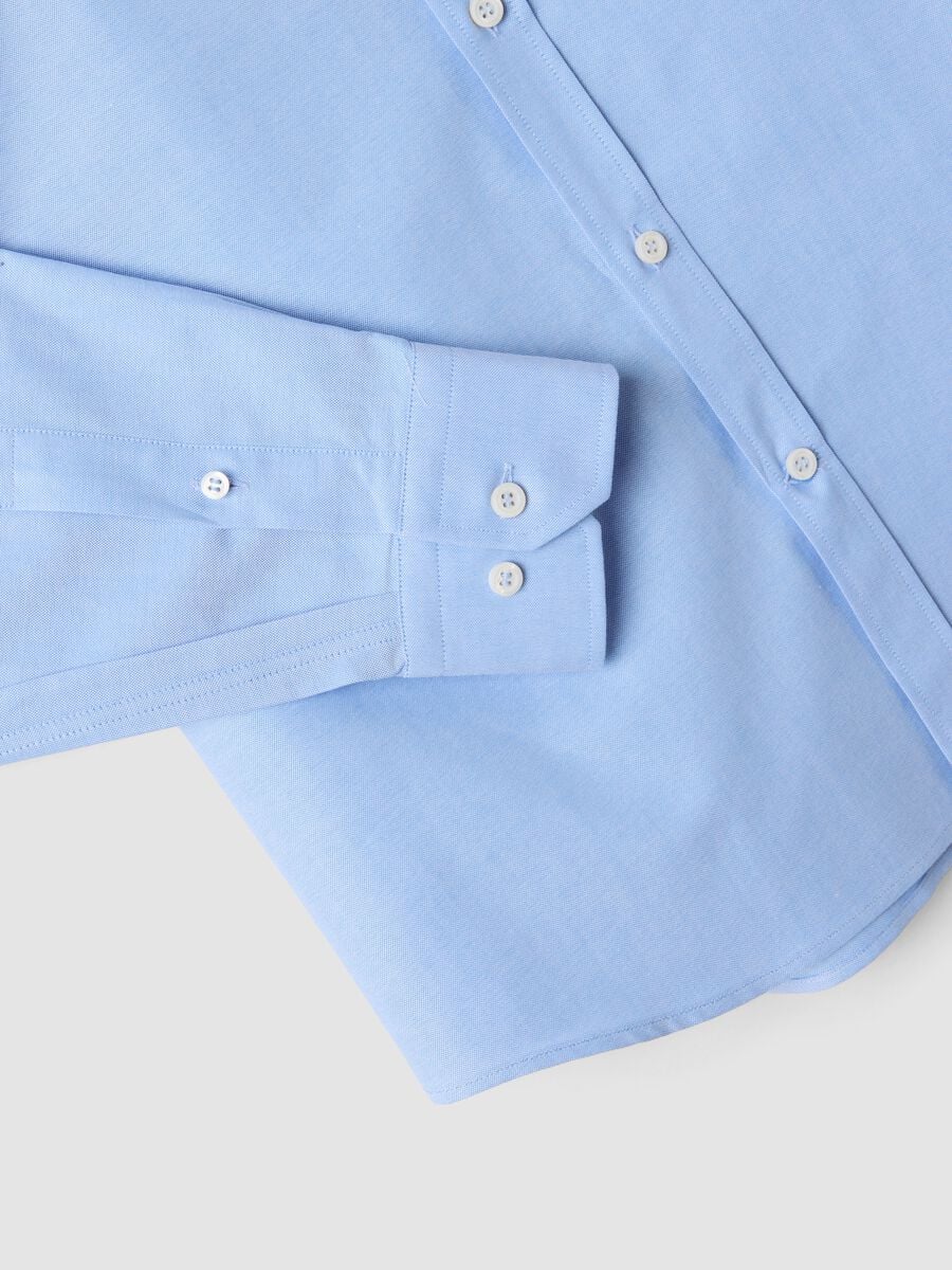 Camicia oxford azzurra in puro cotone con colletto francese slim fit_2