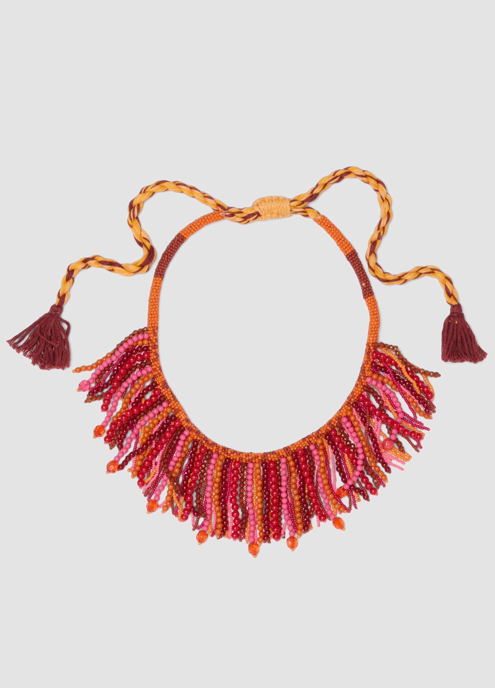 Multicolour beaded necklace with tassels