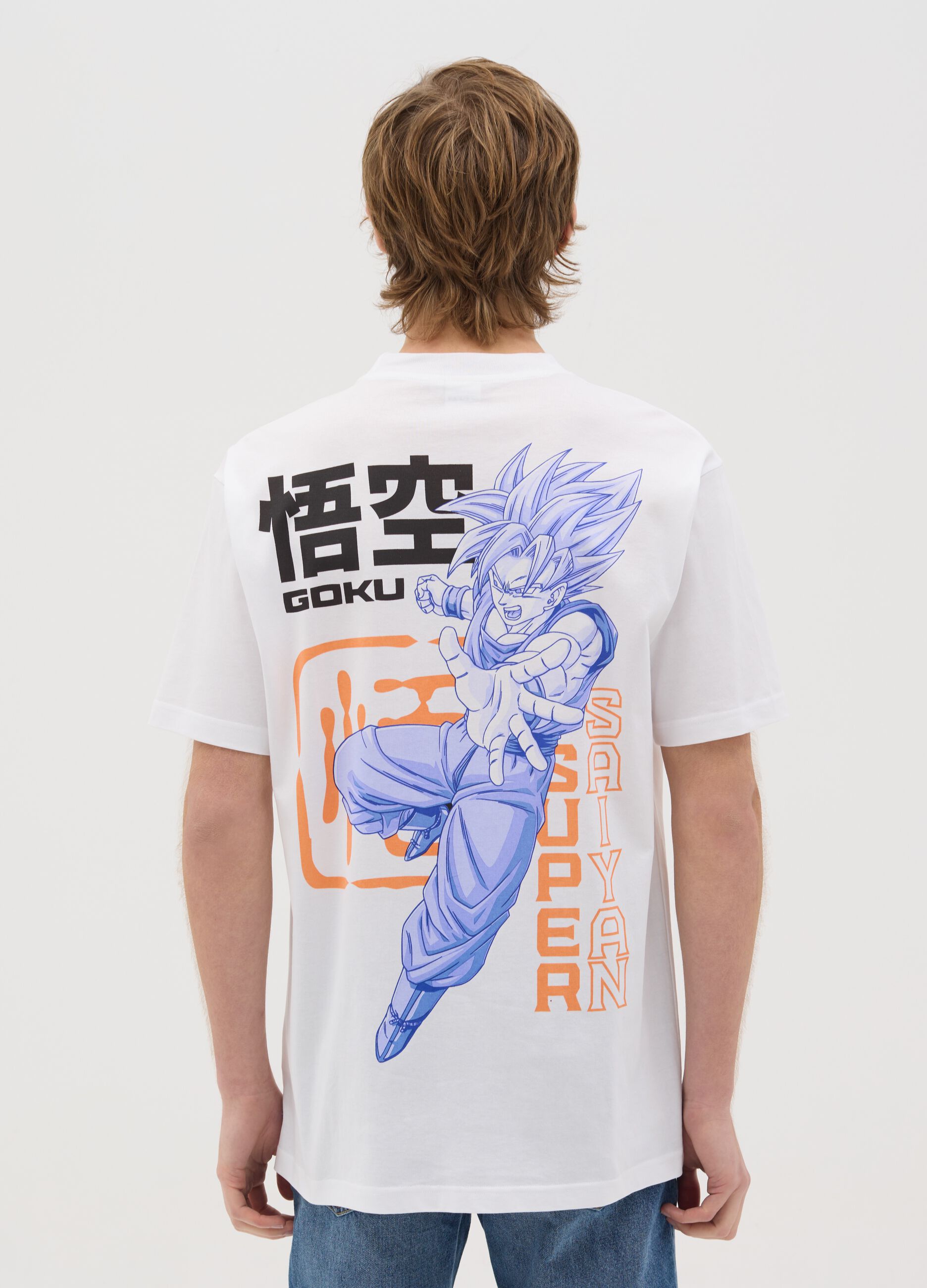 White T-shirt with Goku Super Sayan print