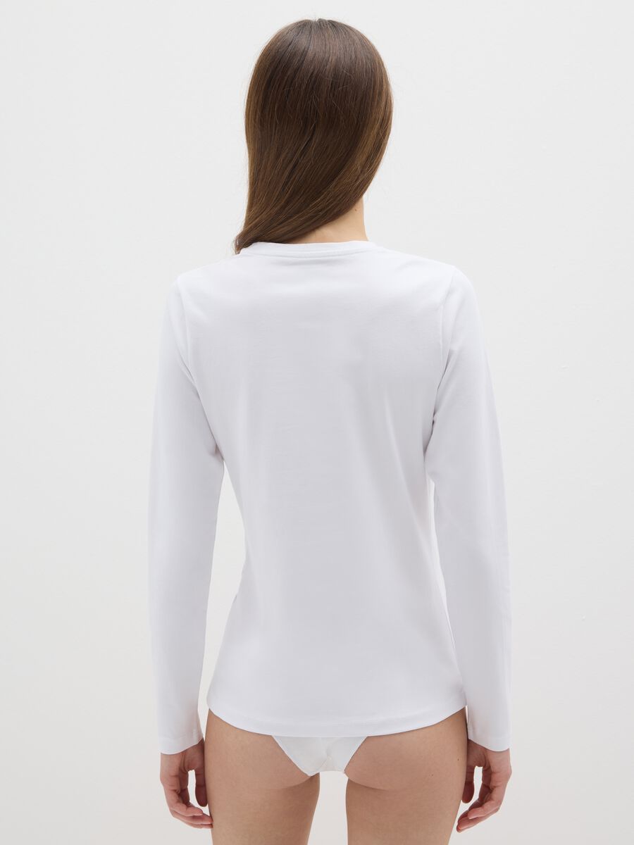 T-shirt a maniche lunghe bianca elasticizzata_2