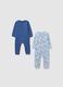 Blue cotton jumpsuit with dinosaur print_0