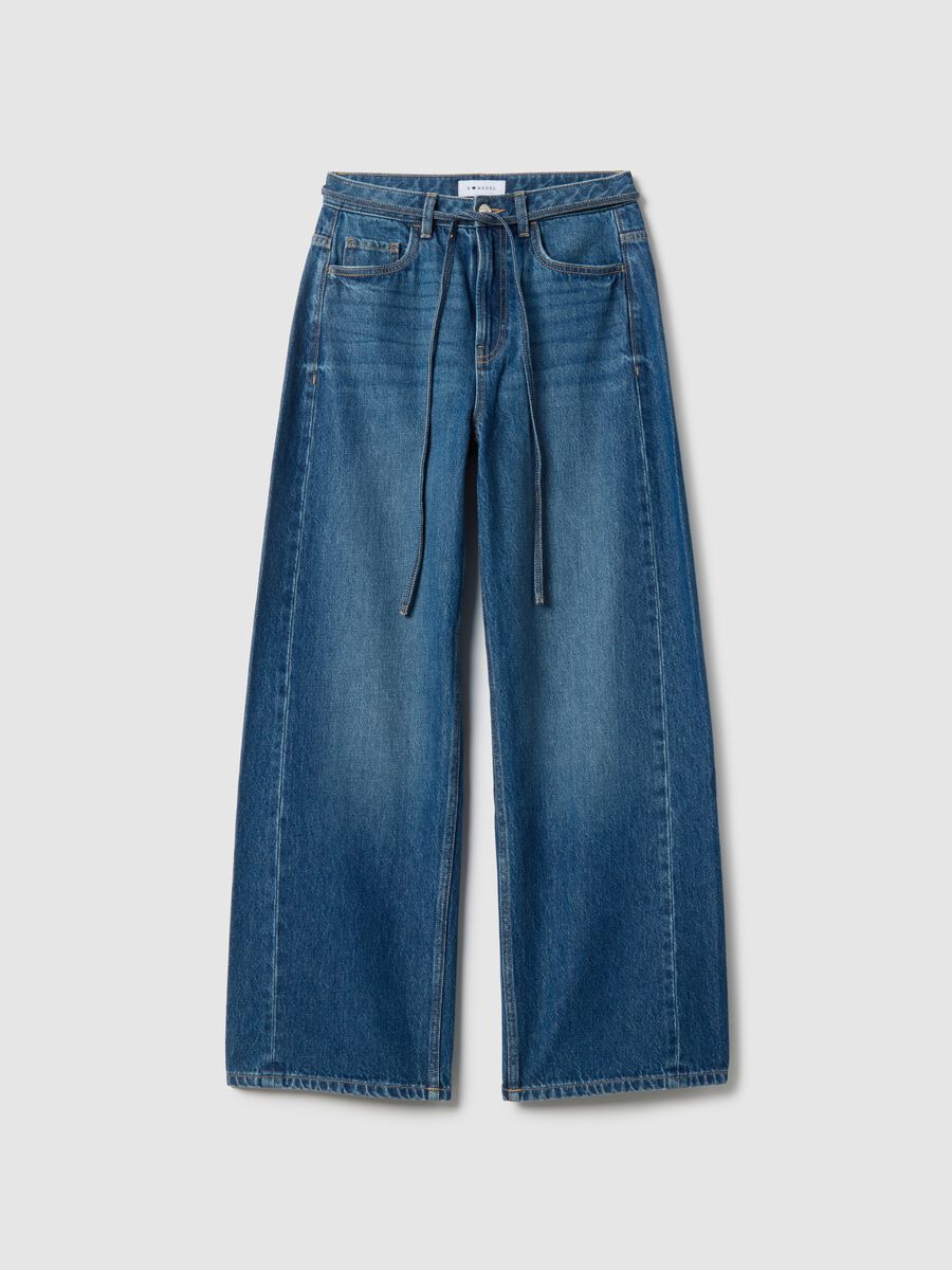 Wide Leg Pure Cotton Blue Jeans_4