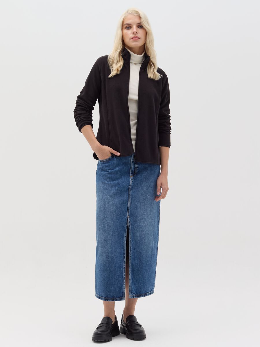Fleece full-zip sweatshirt with high neck_1