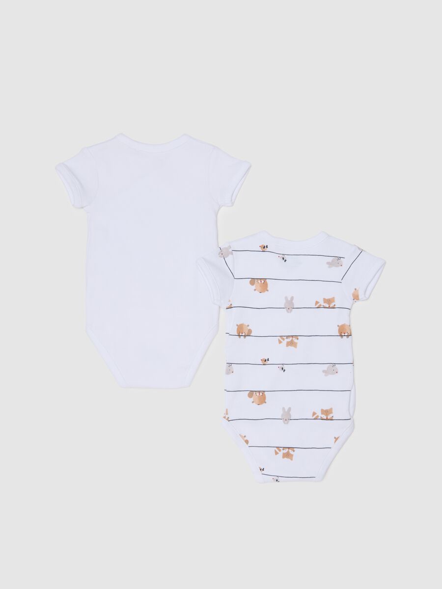 Set bipack bodysuit da neonato in puro cotone bianco_1