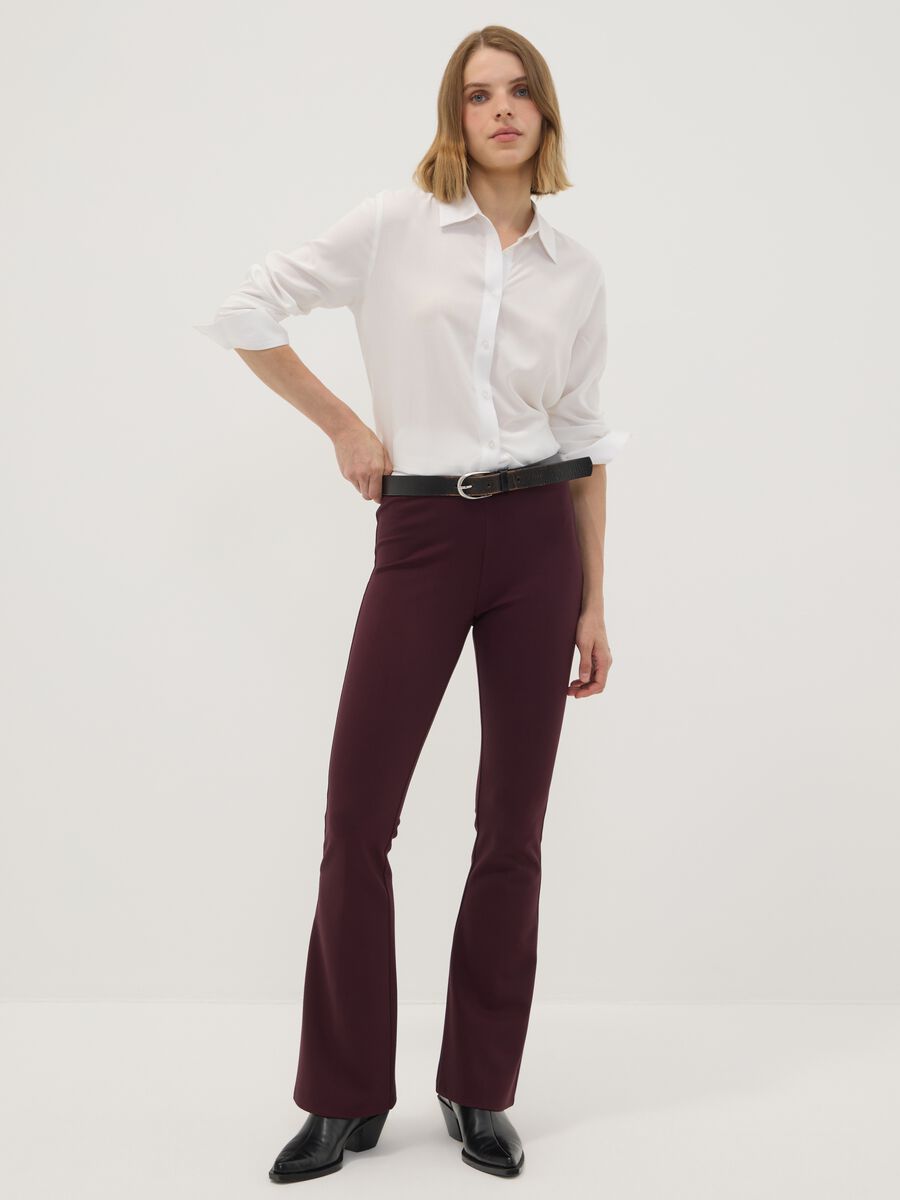 Leggings rossi flare fit in punto Milano di viscosa elasticizzata_0