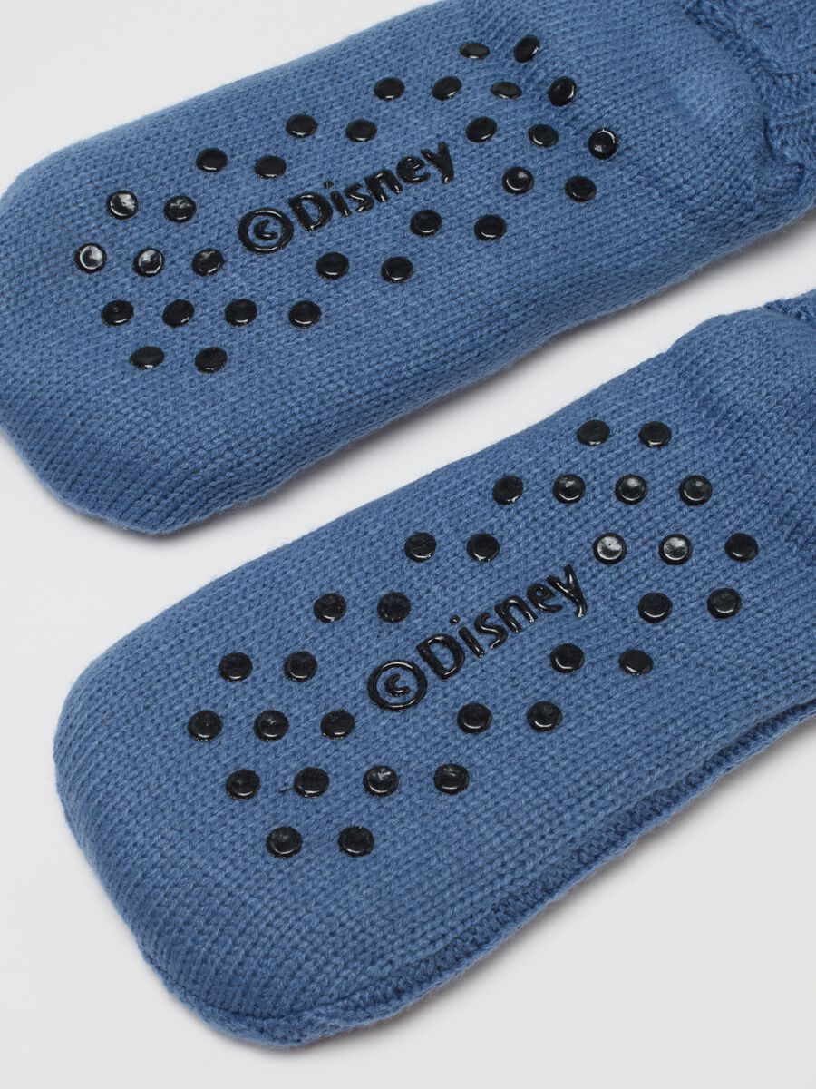 Blue Non-Slip Socks with Stitch Print_2