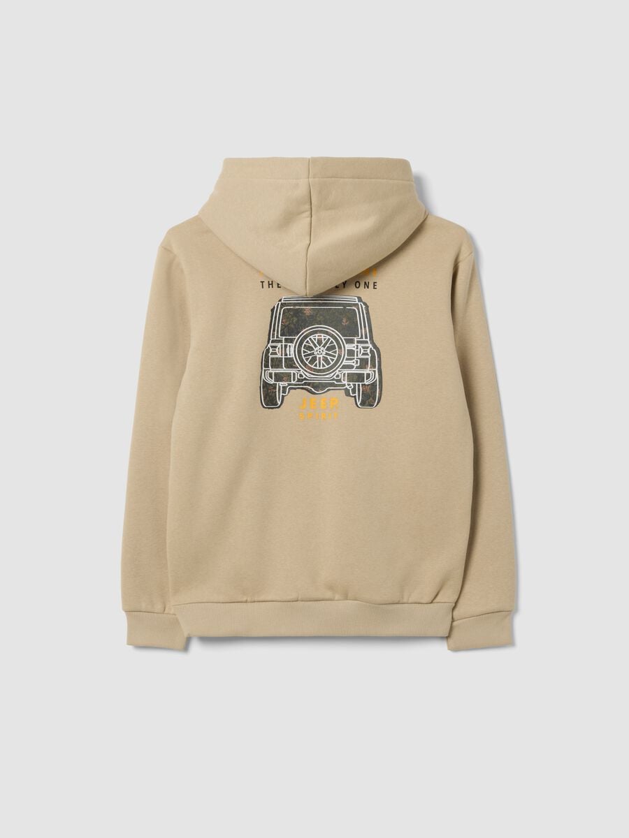 Felpa beige con cappuccio in misto cotone con stampa Jeep_2