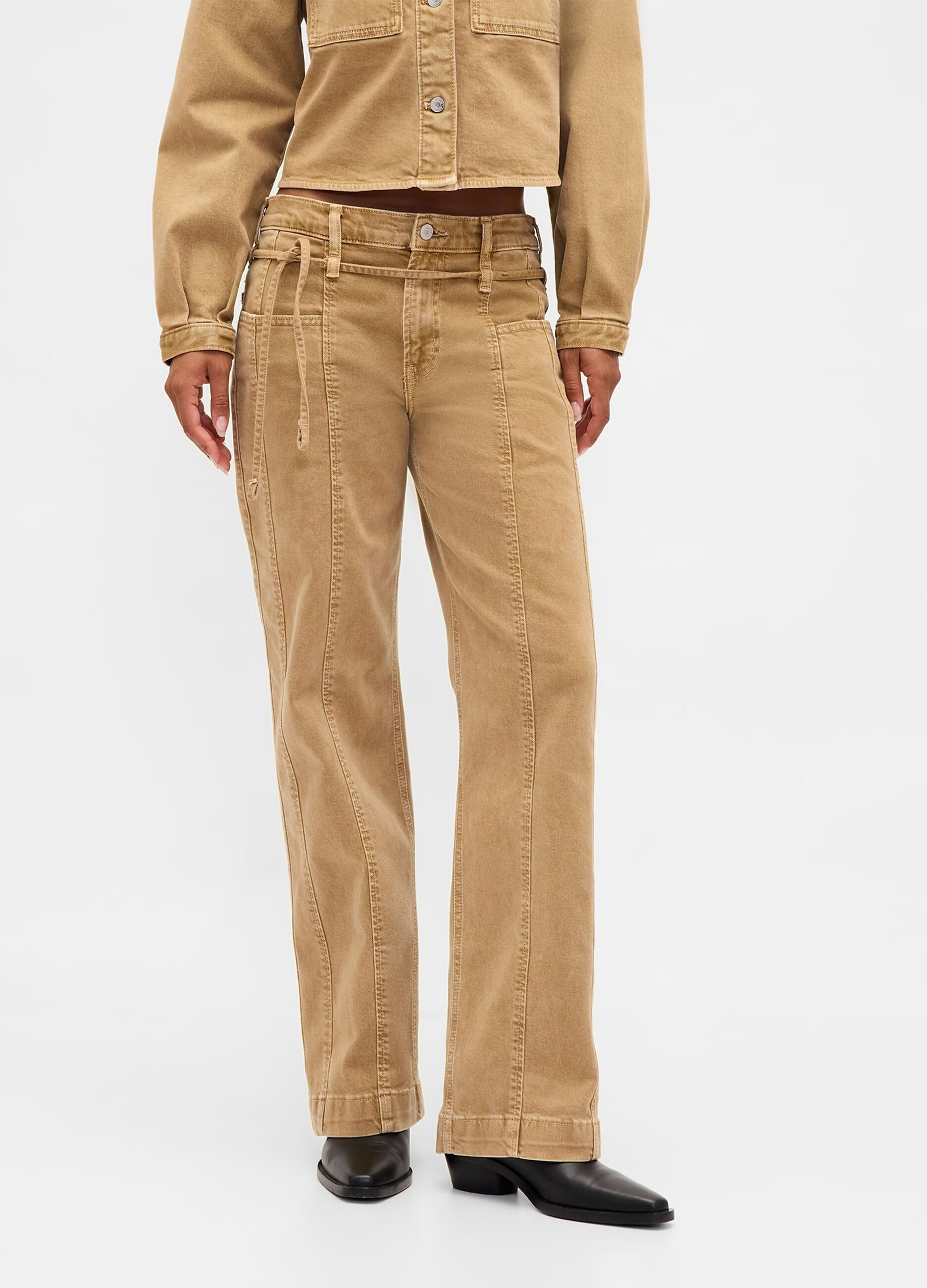 Beige Stretch Denim Trousers