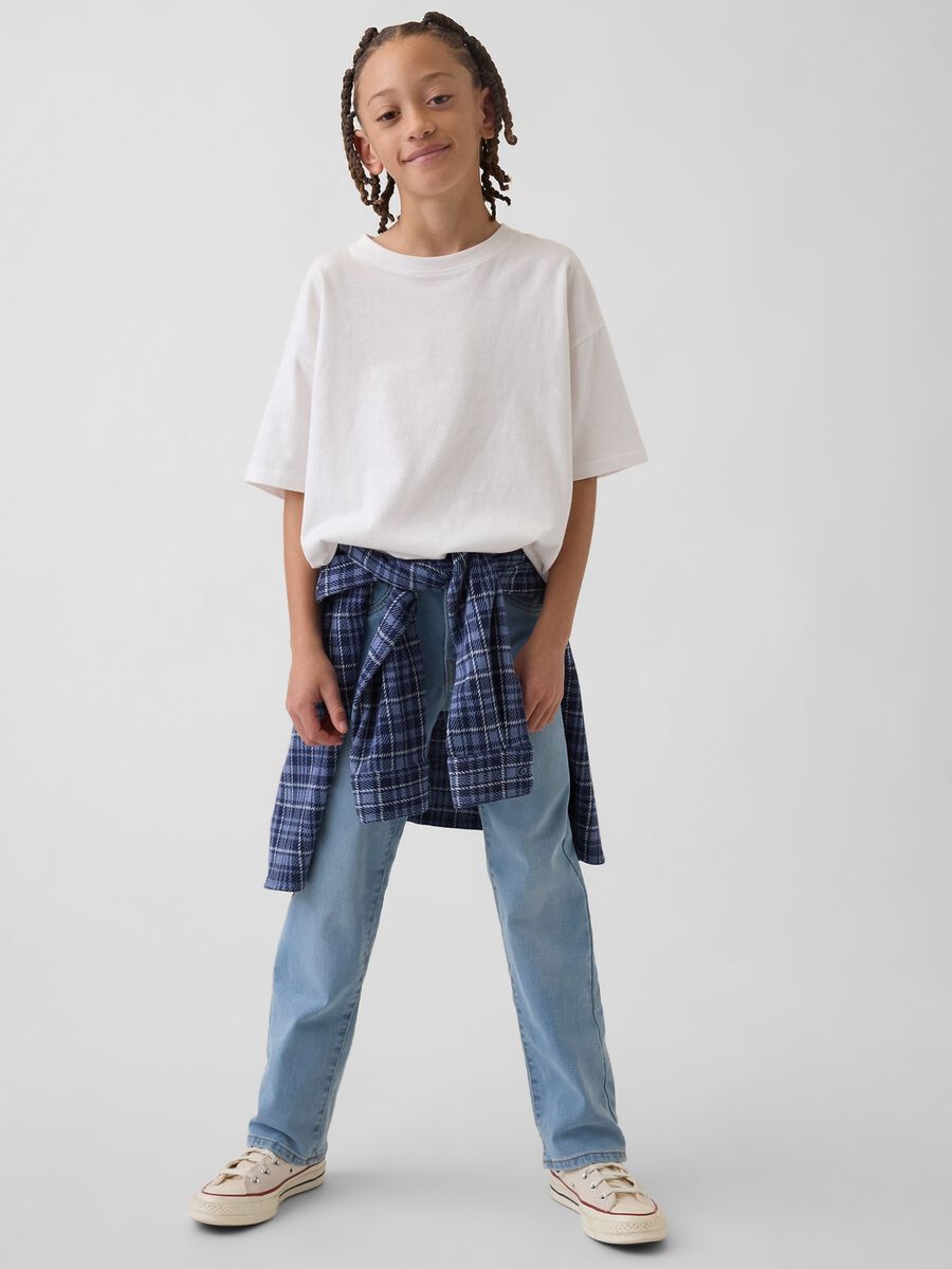 Children's regular fit blue denim stretch cotton trousers_0