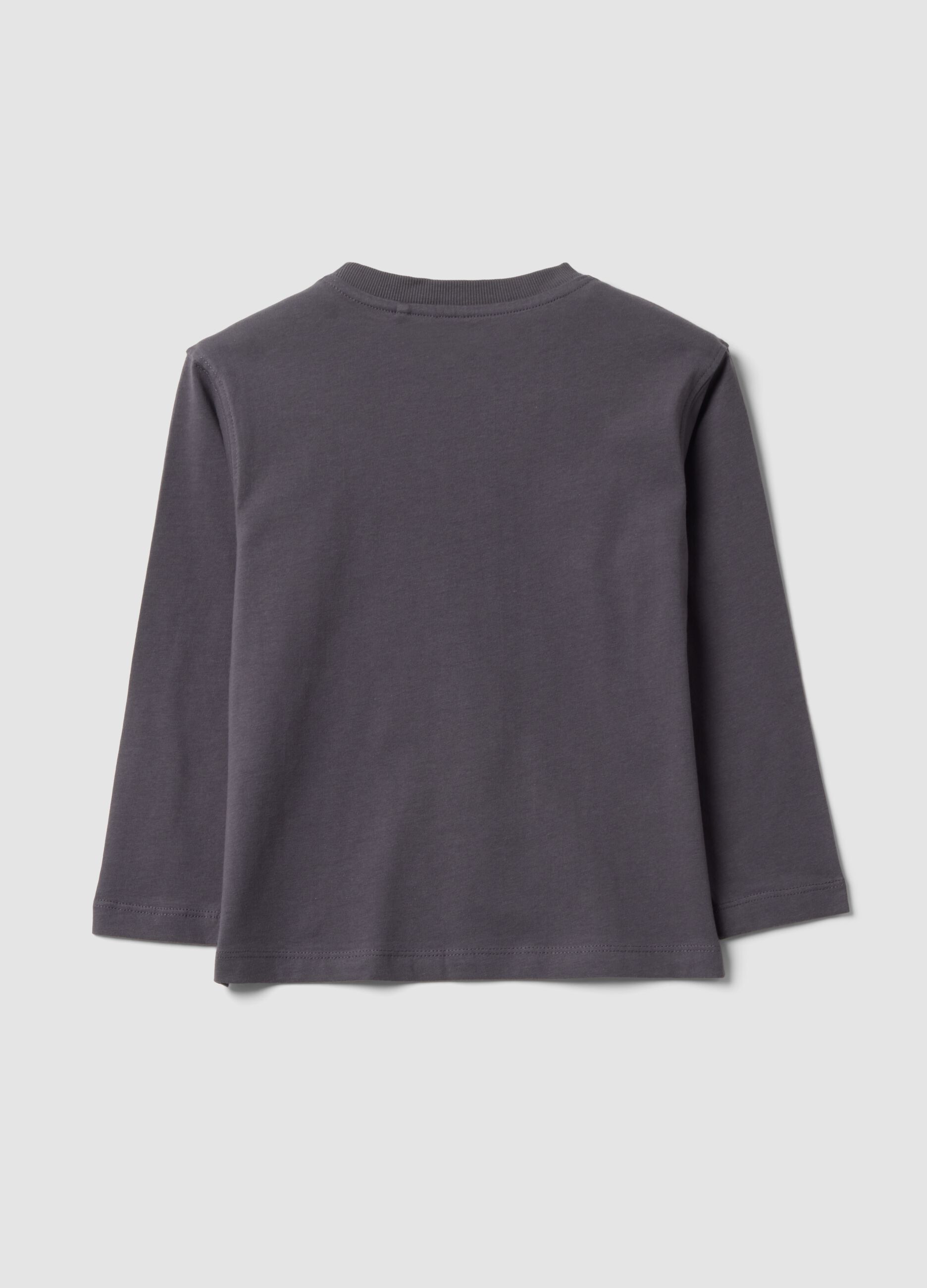 T-shirt grigia in puro cotone con stampa tigre over fit per bambino