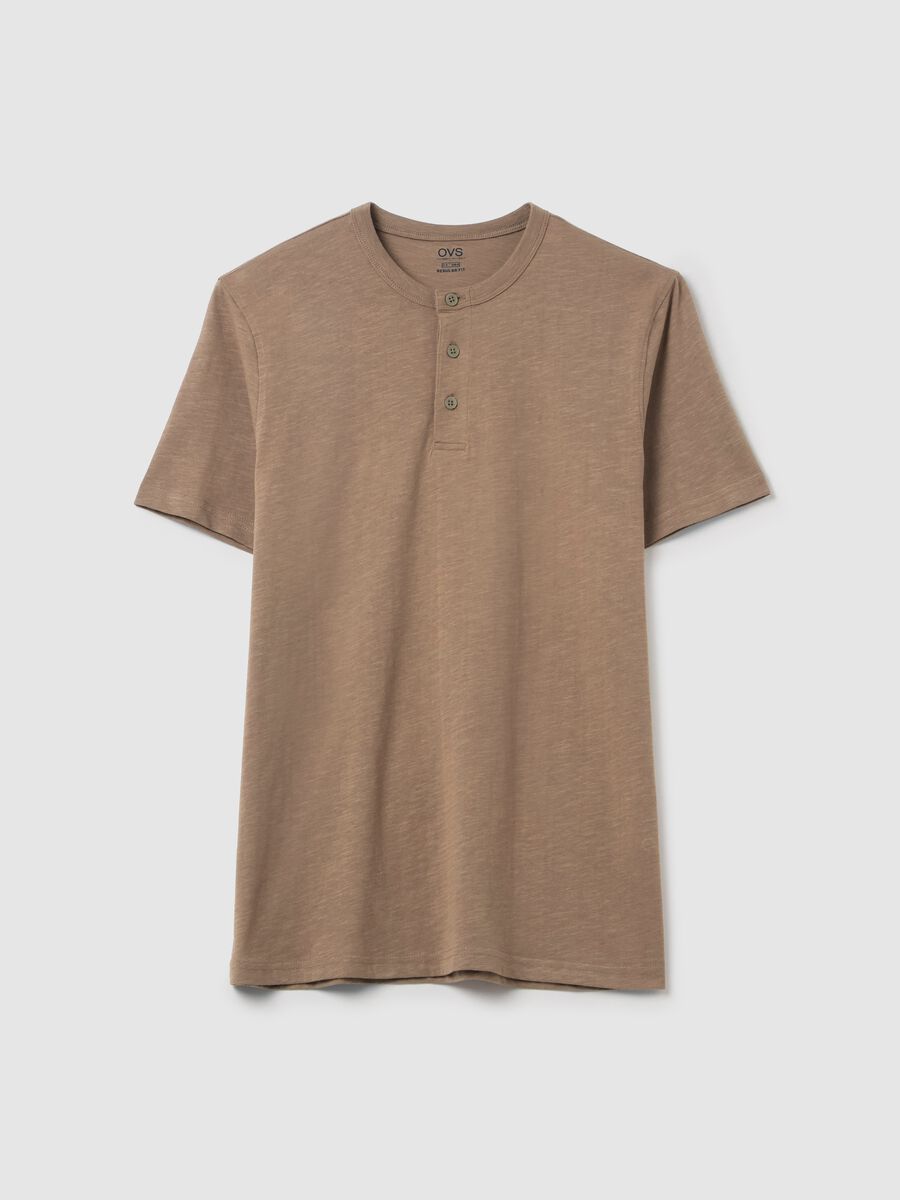 Cotton T-shirt with granddad neckline_4