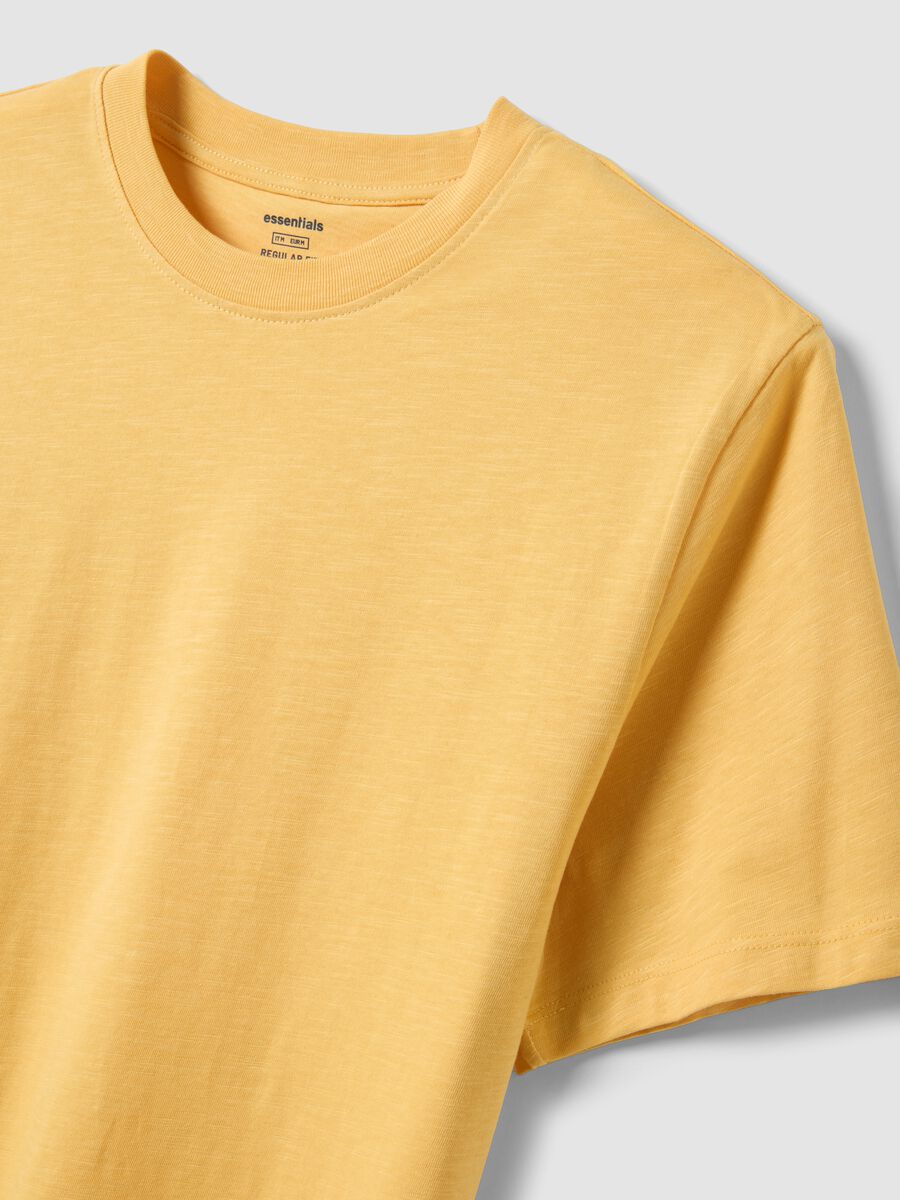 Yellow short sleeve pure cotton t-shirt regular fit_5