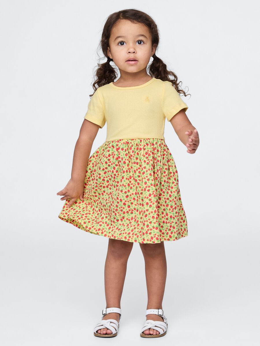 Yellow floral summer dress for girls_0