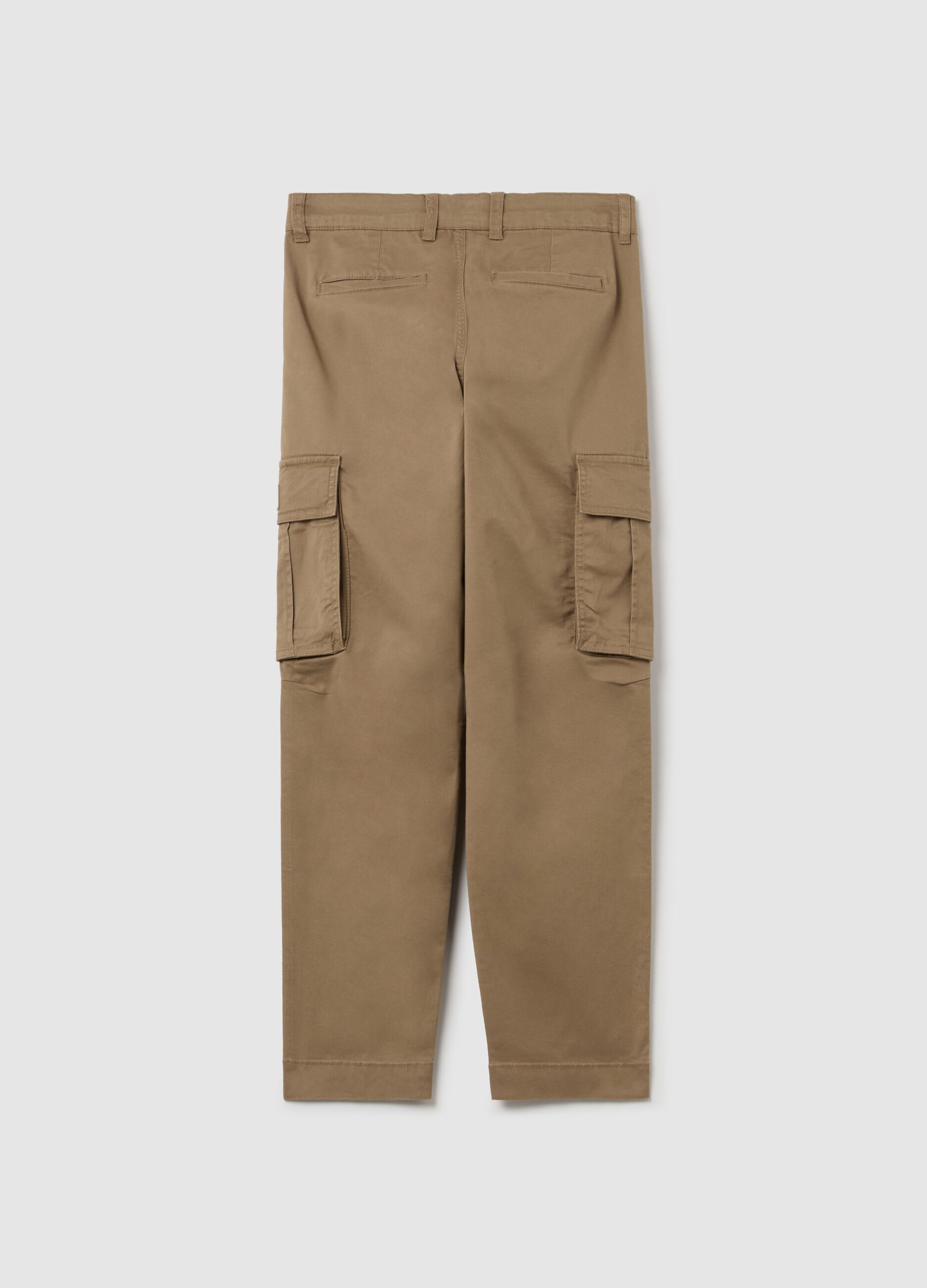 Stretch cotton cargo trousers
