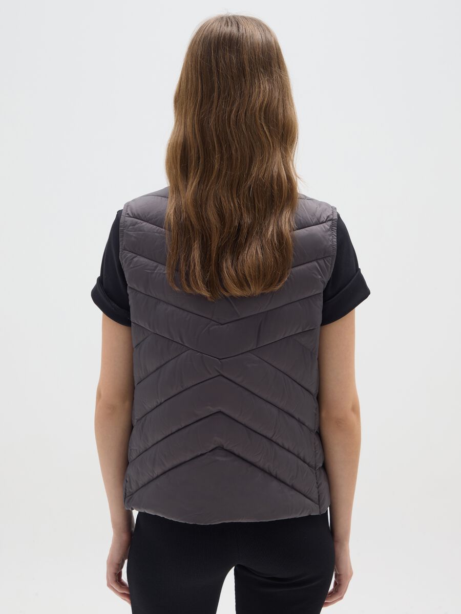Grey Mixed Material Regular Fit Gilet_2