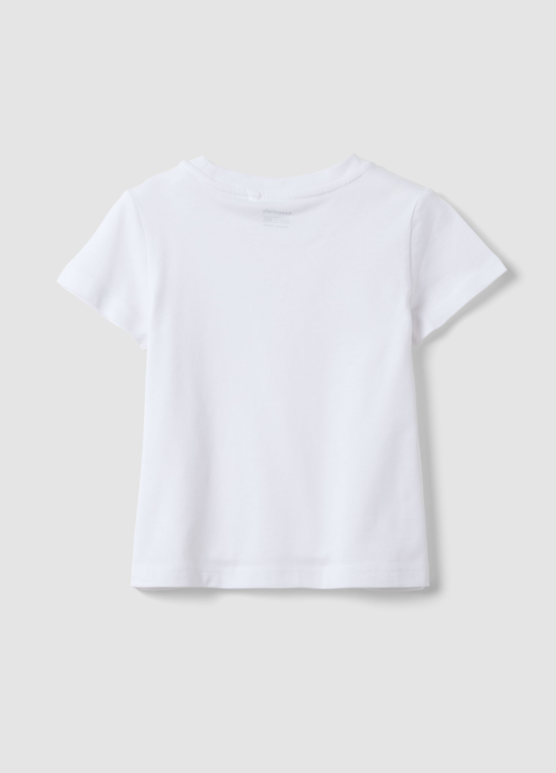 White short-sleeve pure cotton T-shirt for girls