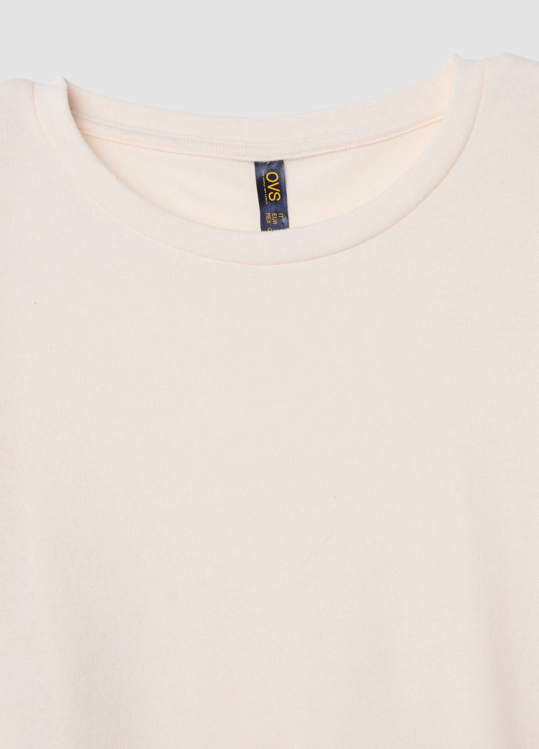 Pigiama bianco in misto viscosa elasticizzata con girocollo regular fit