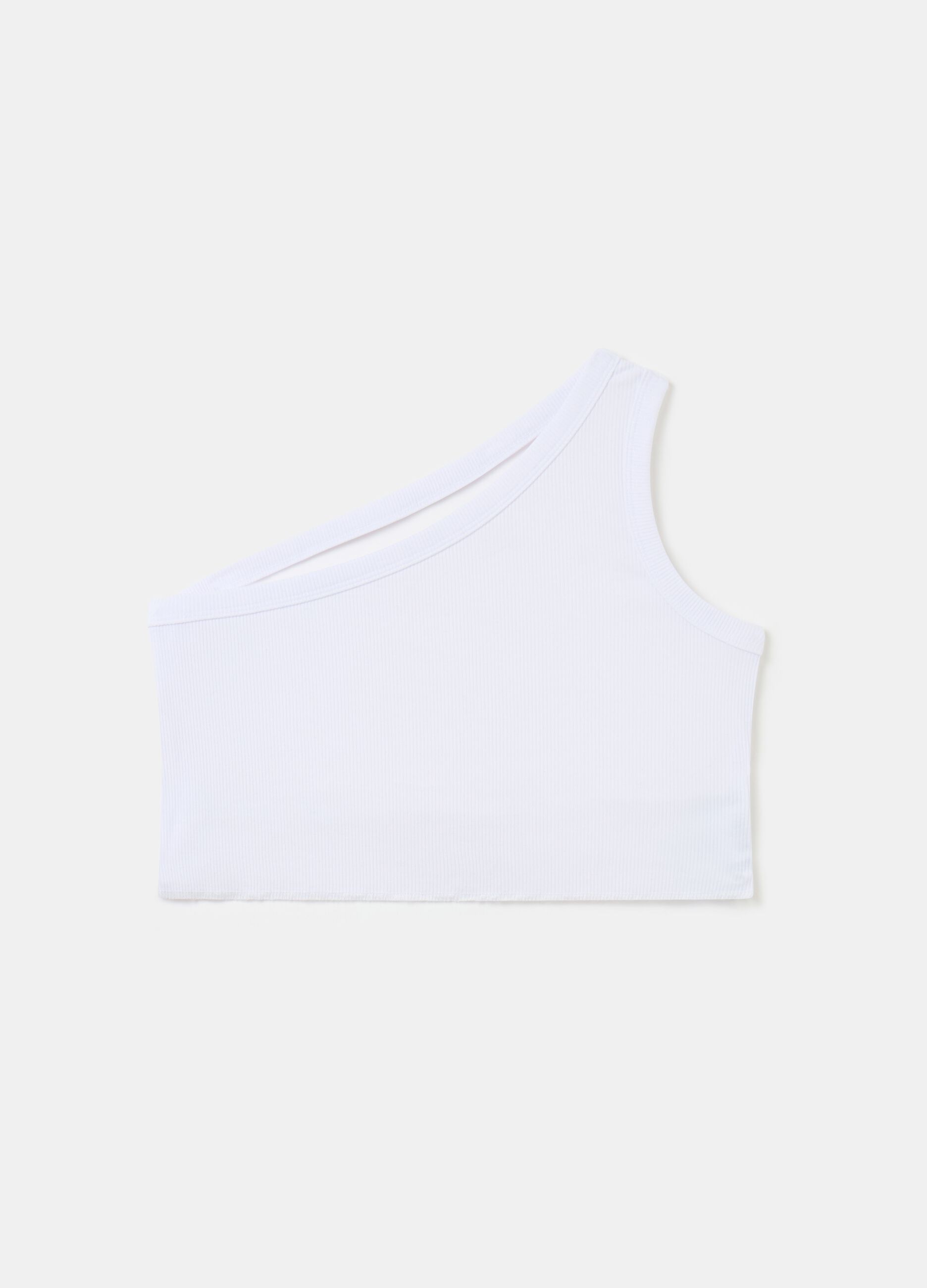 One Shoulder Backless Tank White