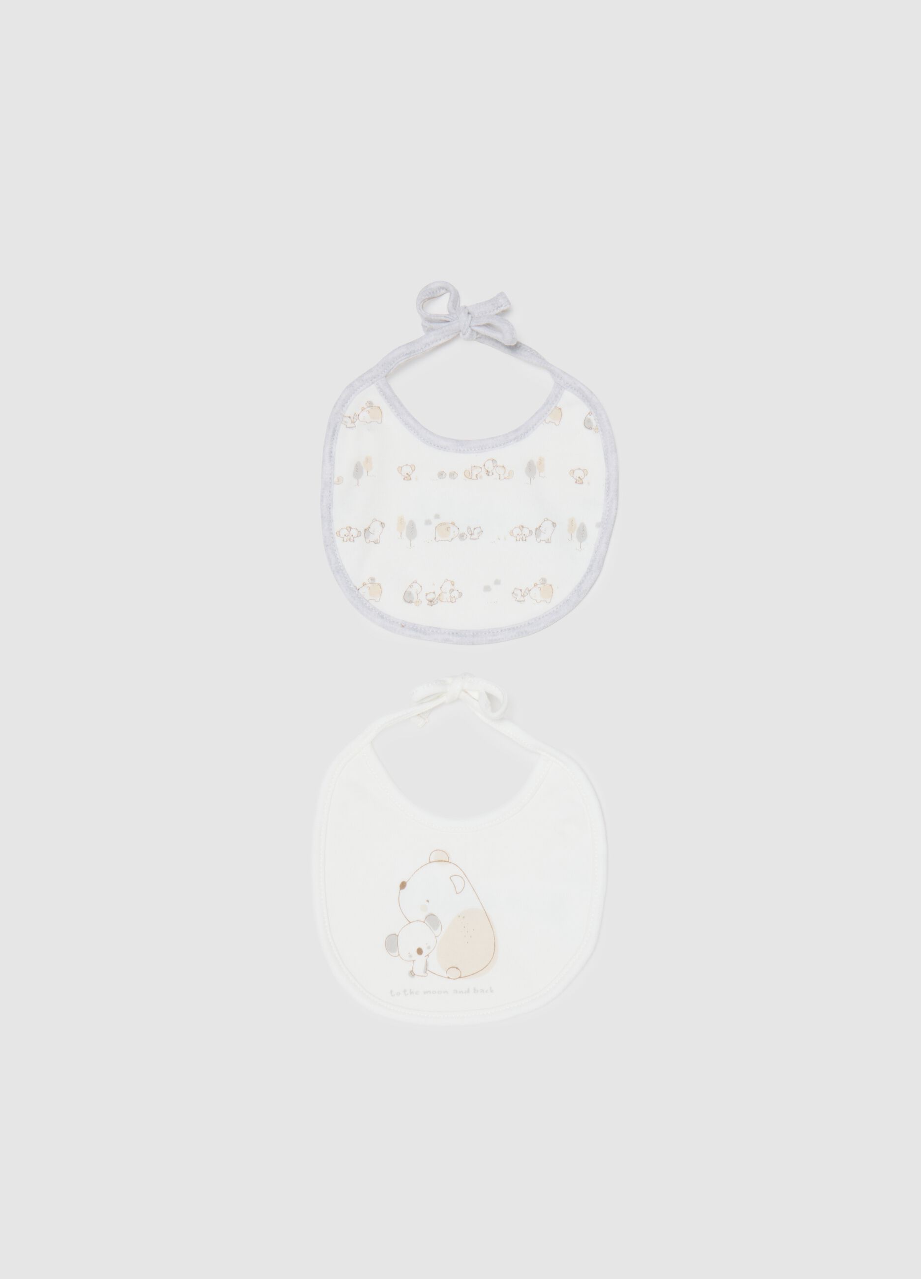 Two-pack baby bibs in pure white cotton