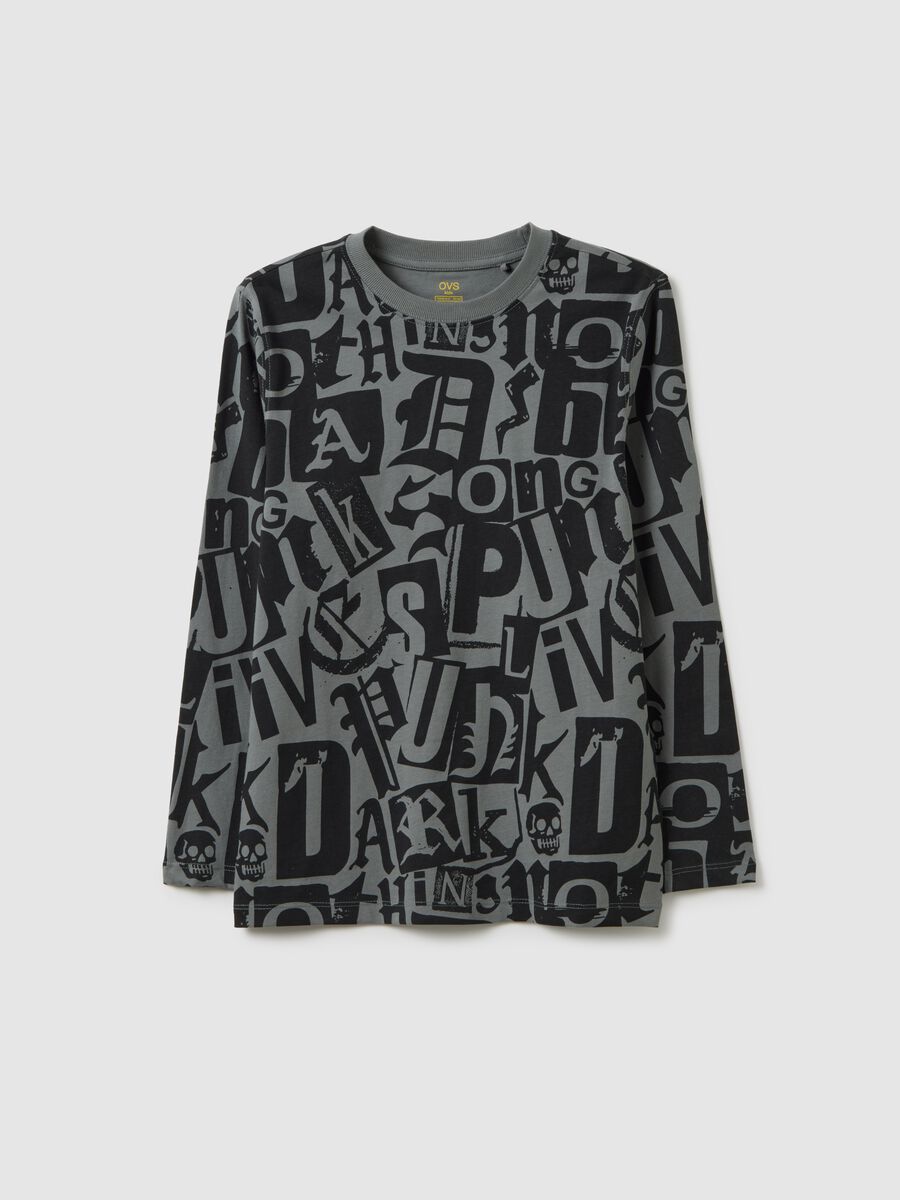 T-shirt grigia da ragazzo in puro cotone regular fit_0