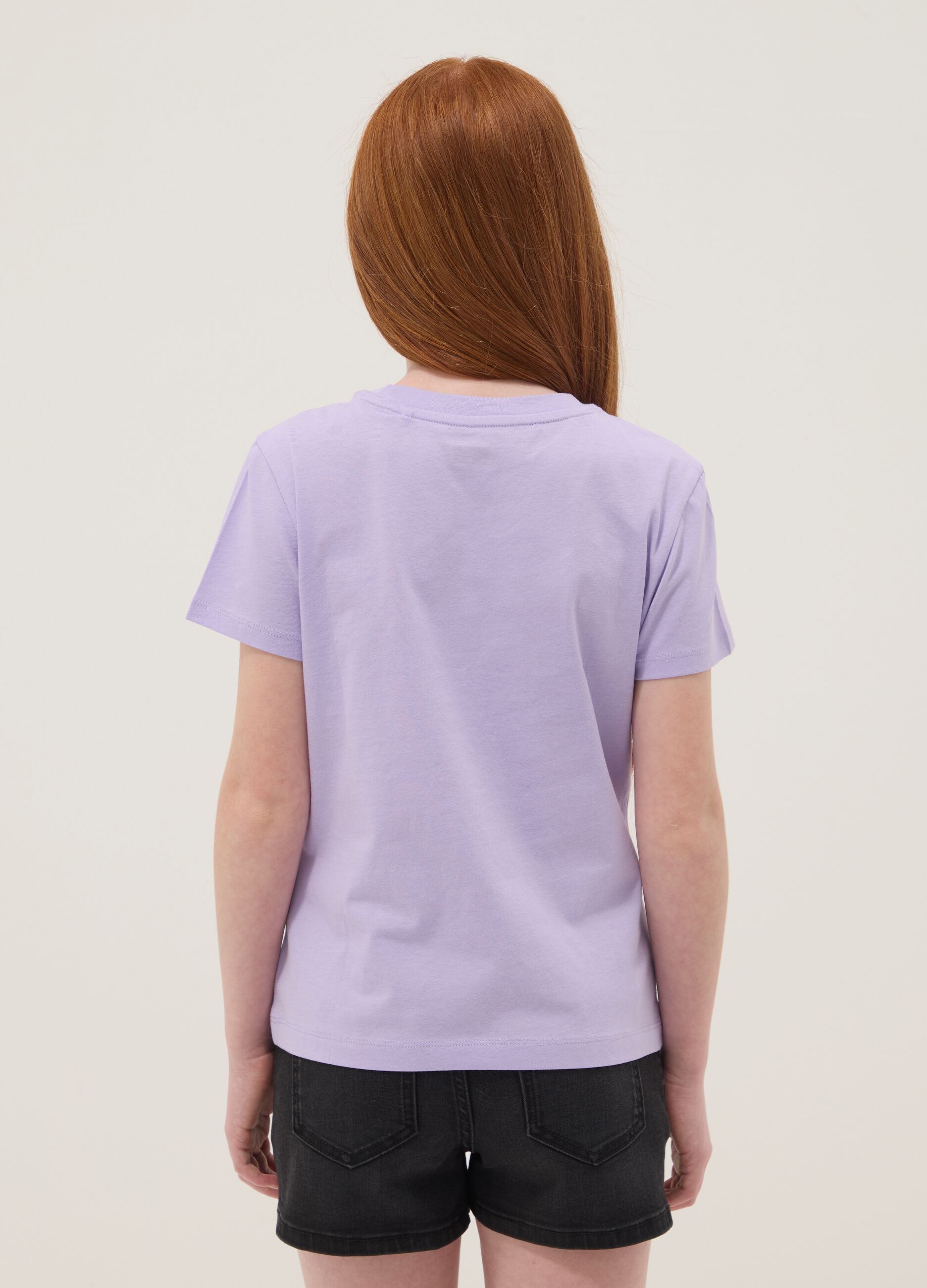 T-shirt in puro cotone viola da ragazza regular fit