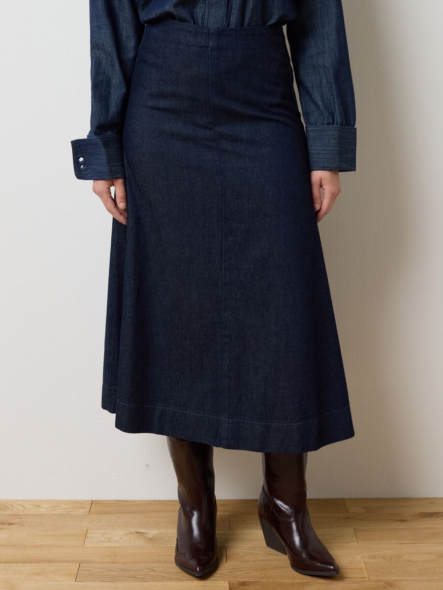 Pure Cotton Blue Skirt Regular Fit_1