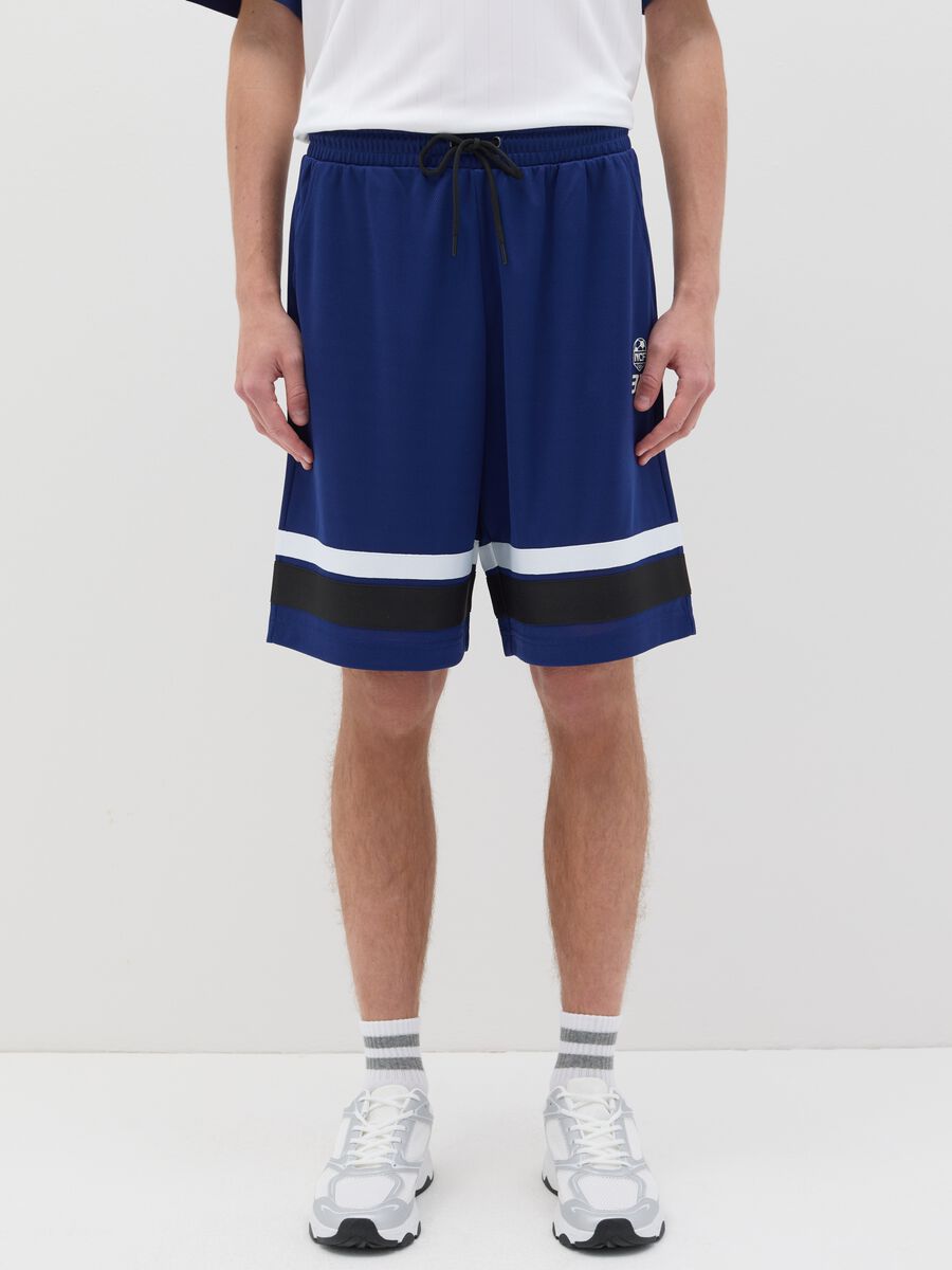 Blue Bermuda joggers with NFC print_1