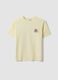 Yellow pure cotton T-shirt with contrast print, relaxed fit_4