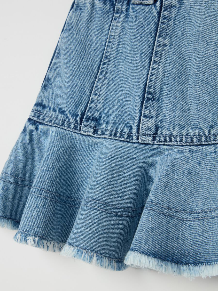 Denim miniskirt with flounce_3