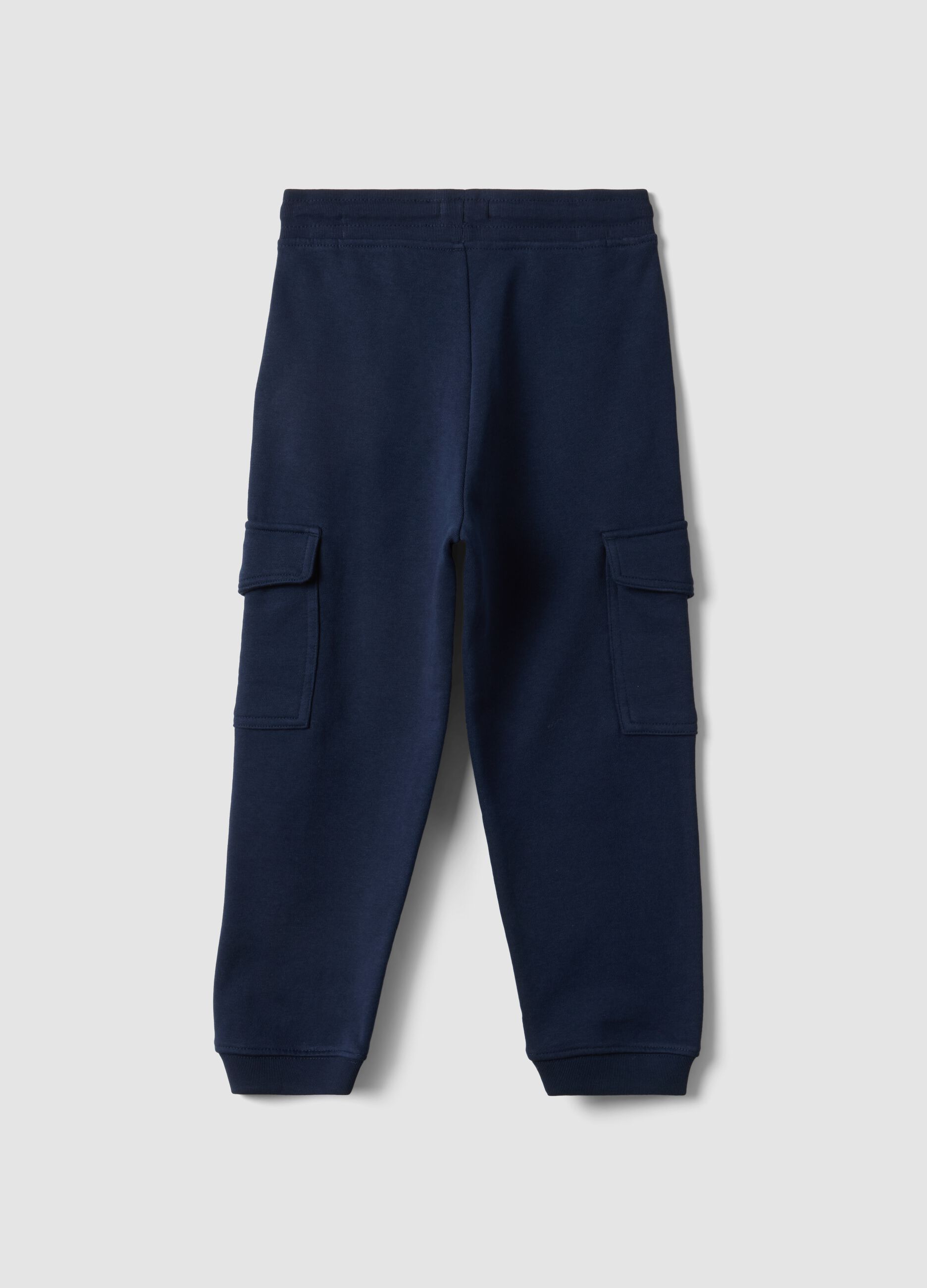 Pantaloni jogger blu in misto cotone con tasche cargo per bambino