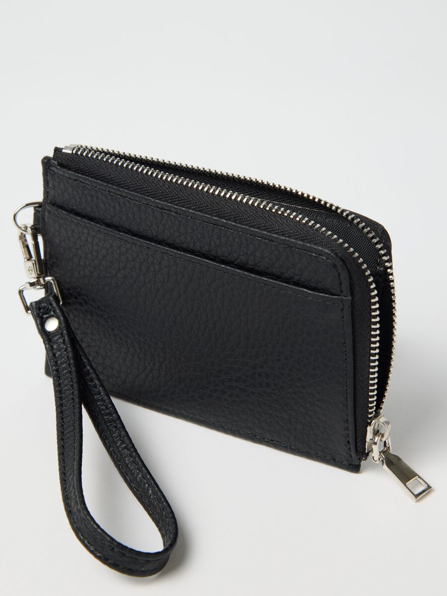 Textured black wallet with strap_2