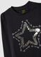 Black regular fit stretchy cotton girl's top with star_2