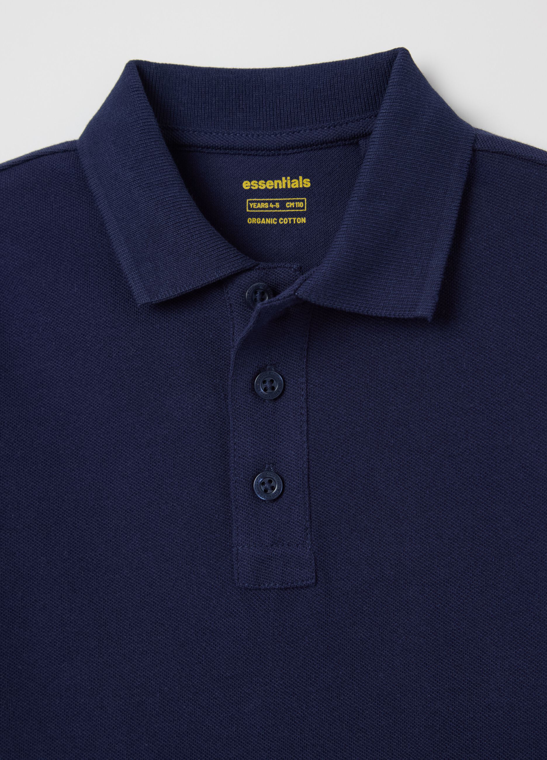 Essential blue polo shirt in organic cotton