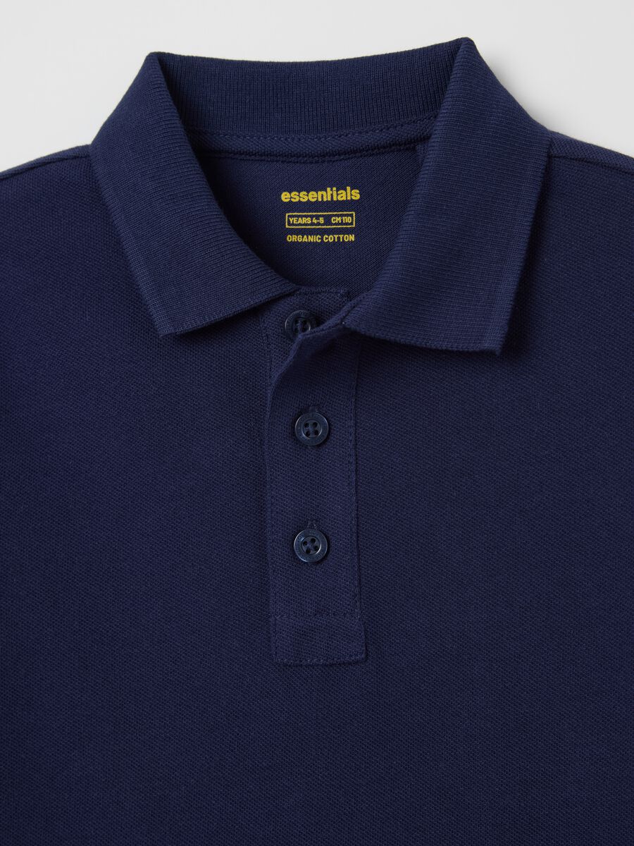 Essential blue polo shirt in organic cotton_2